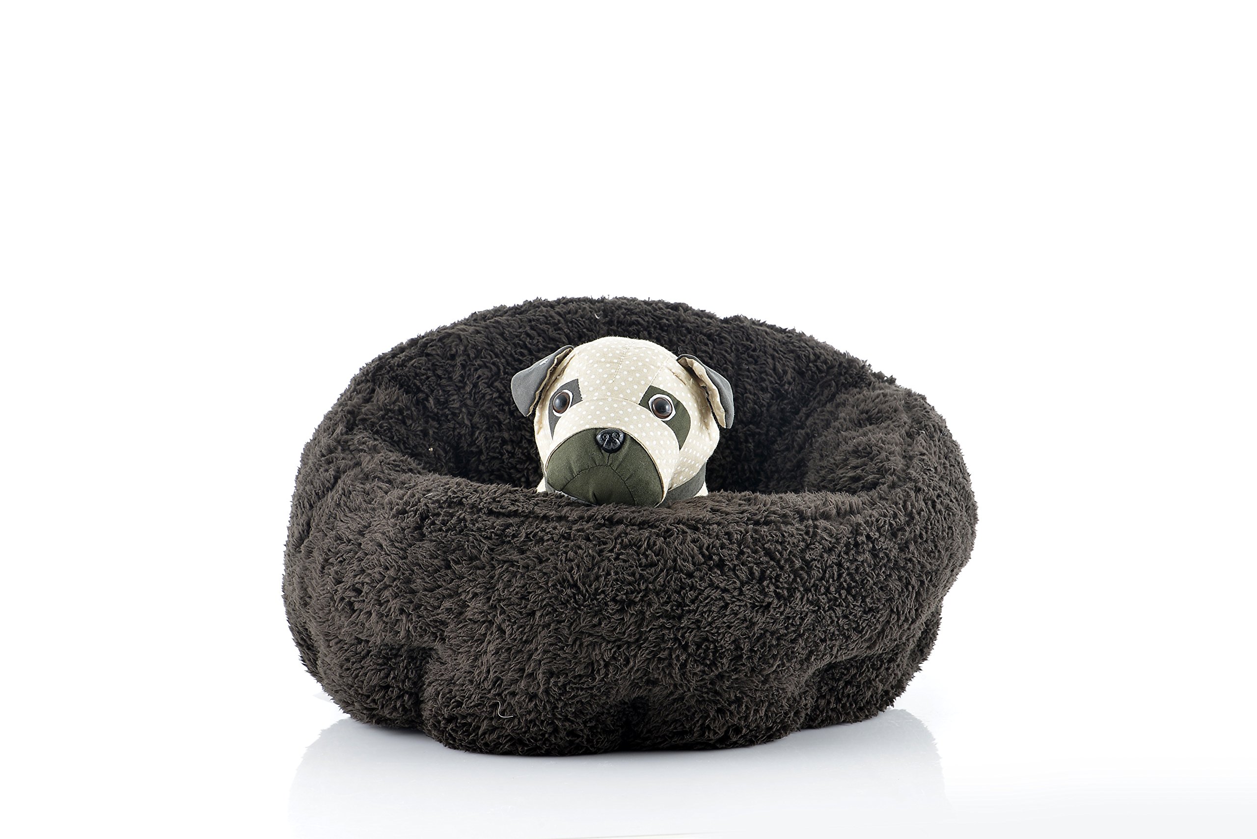 HappyCare Textiles Deep Pocket Cuddler For Small Dogs and Cats, Brown, 20.5 by 20.5 by 11"