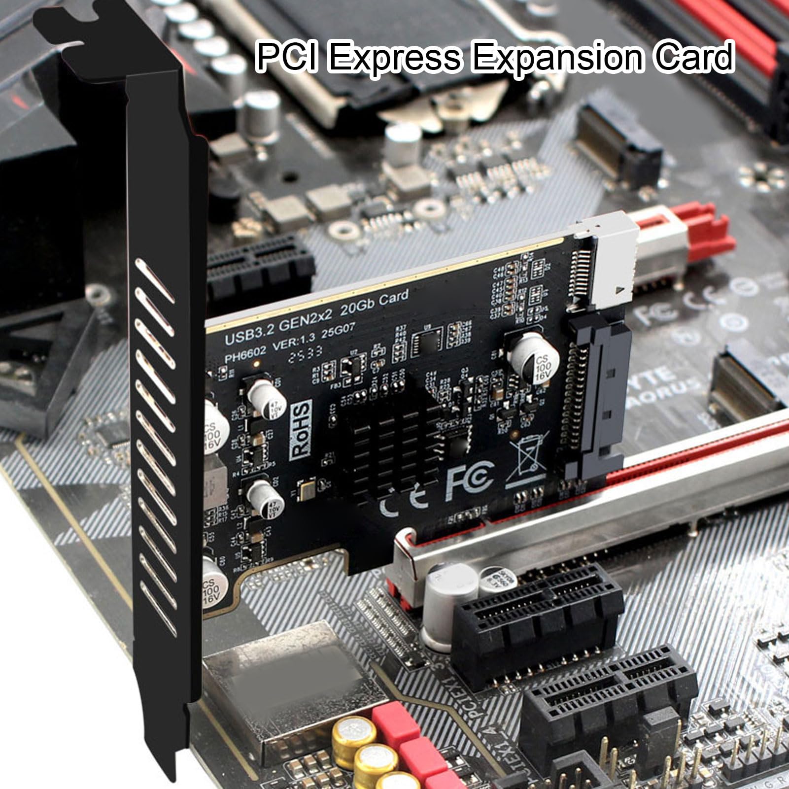 Karta PCIe USB C, Typ E, Przedni Typ C, 20 Gb/s, PCIe na USB 3.0, 15-pinowa Karta rozszerzeń SATA, Adapter Złącza PCI Express na Panelu Przednim do Komputera Stacjonarnego PCI E