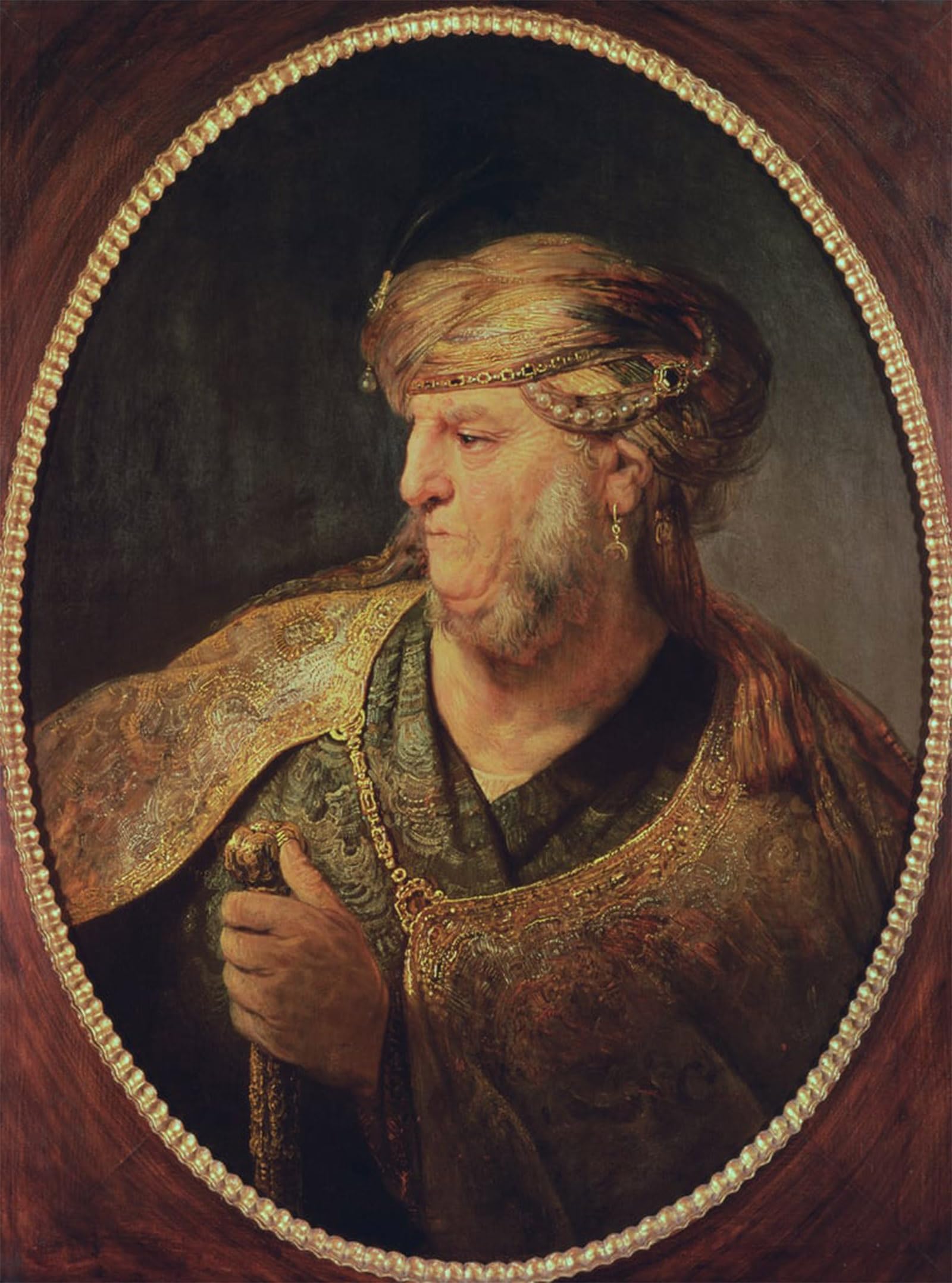 SERENDIPITP Retro Picture Poster Wall Art Pictures Painting Portrait of a man in oriental costume by Rembrandt van Rijn Wall Art Canvas Print for Wall Decor 60x90cm
