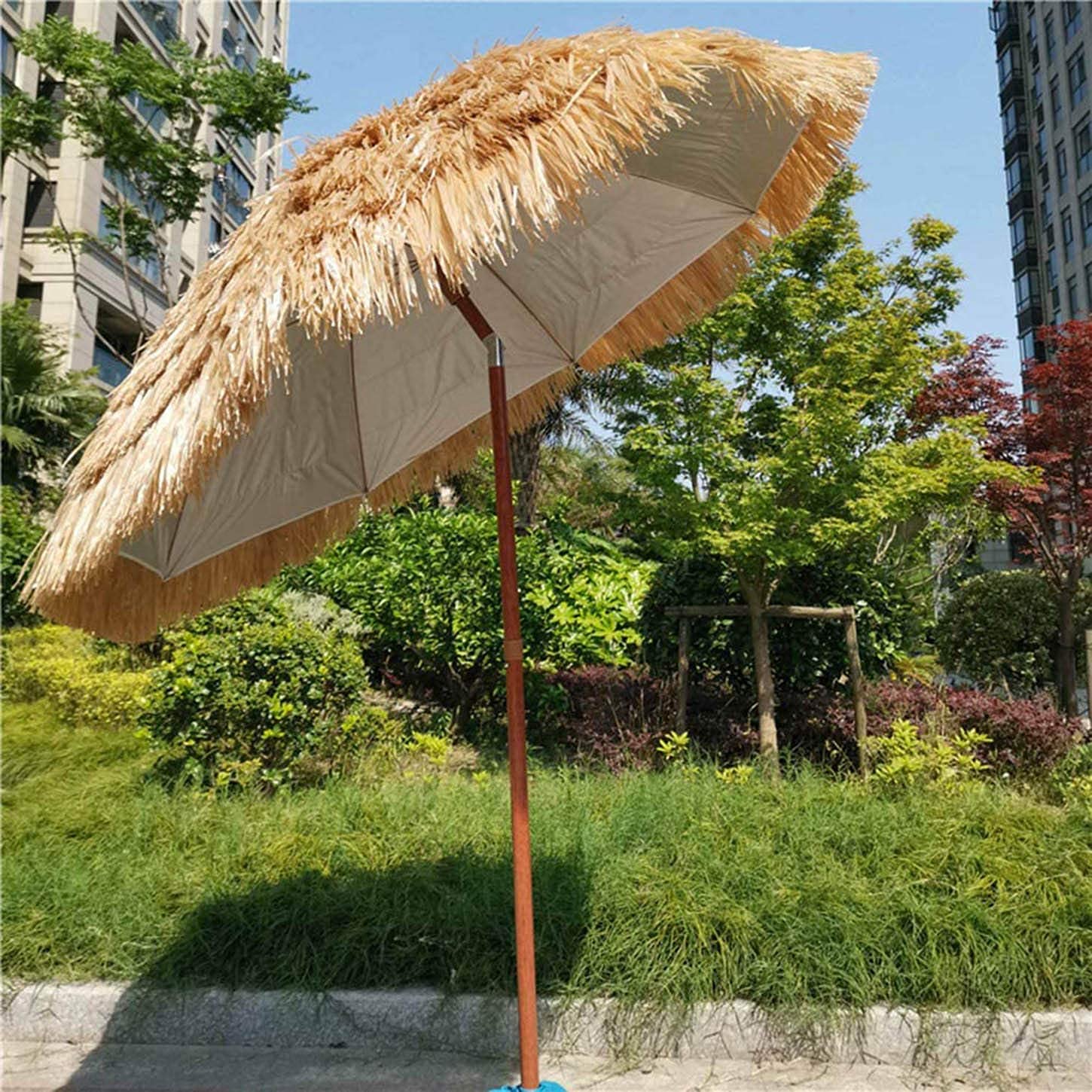 GOPLUS - Sombrilla De Playa Hawaiana 200 Cm - Paja PP - Inclinable Y Plegable - Ideal Para Exterior
