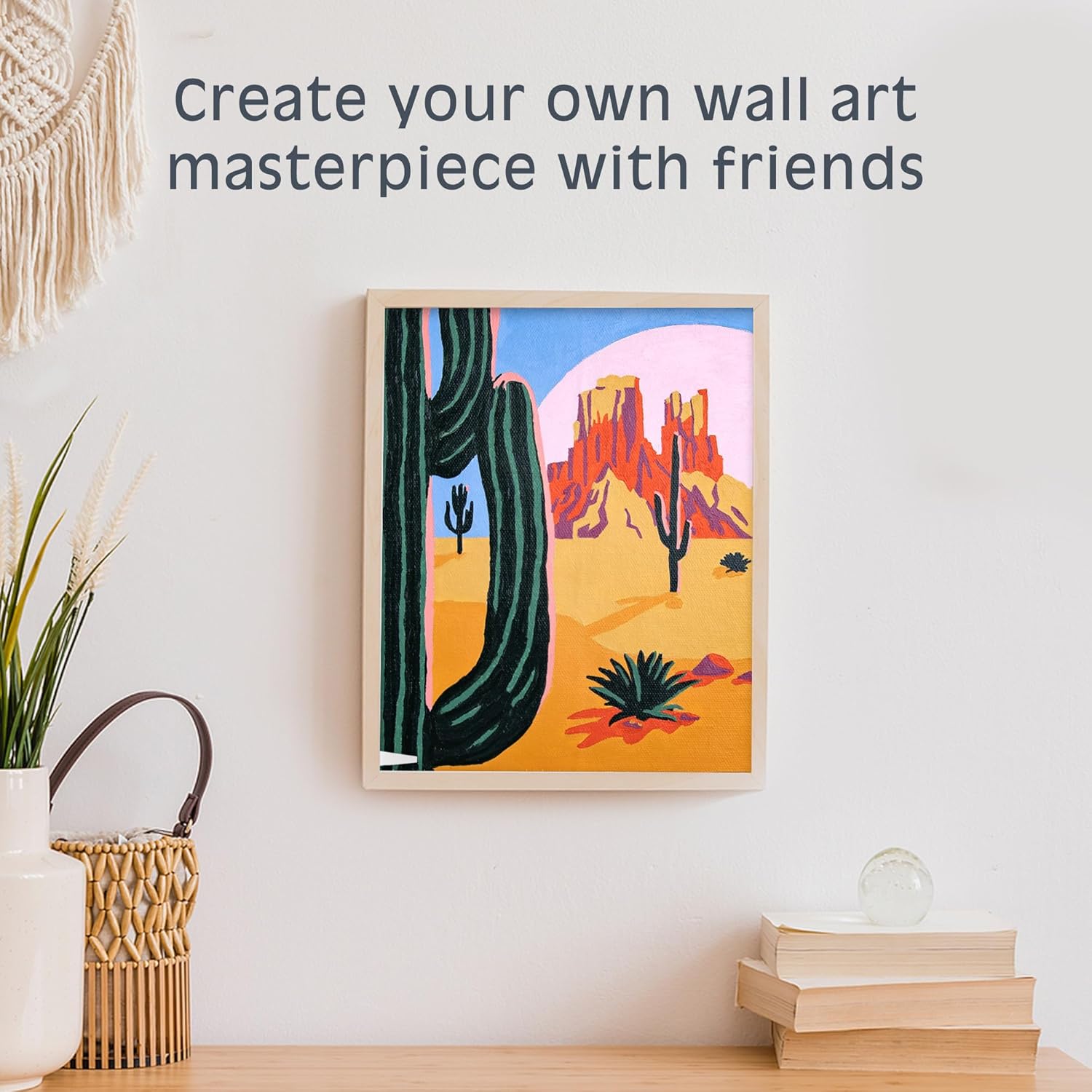 Pink Picasso Kits Colorful Destinations Paint by Number for Adults and Teens | DIY Unique Canvas Painting Kits Color by Numbers Arts & Crafts Kit | Desert Daydream 8x10- Paint Kit Set