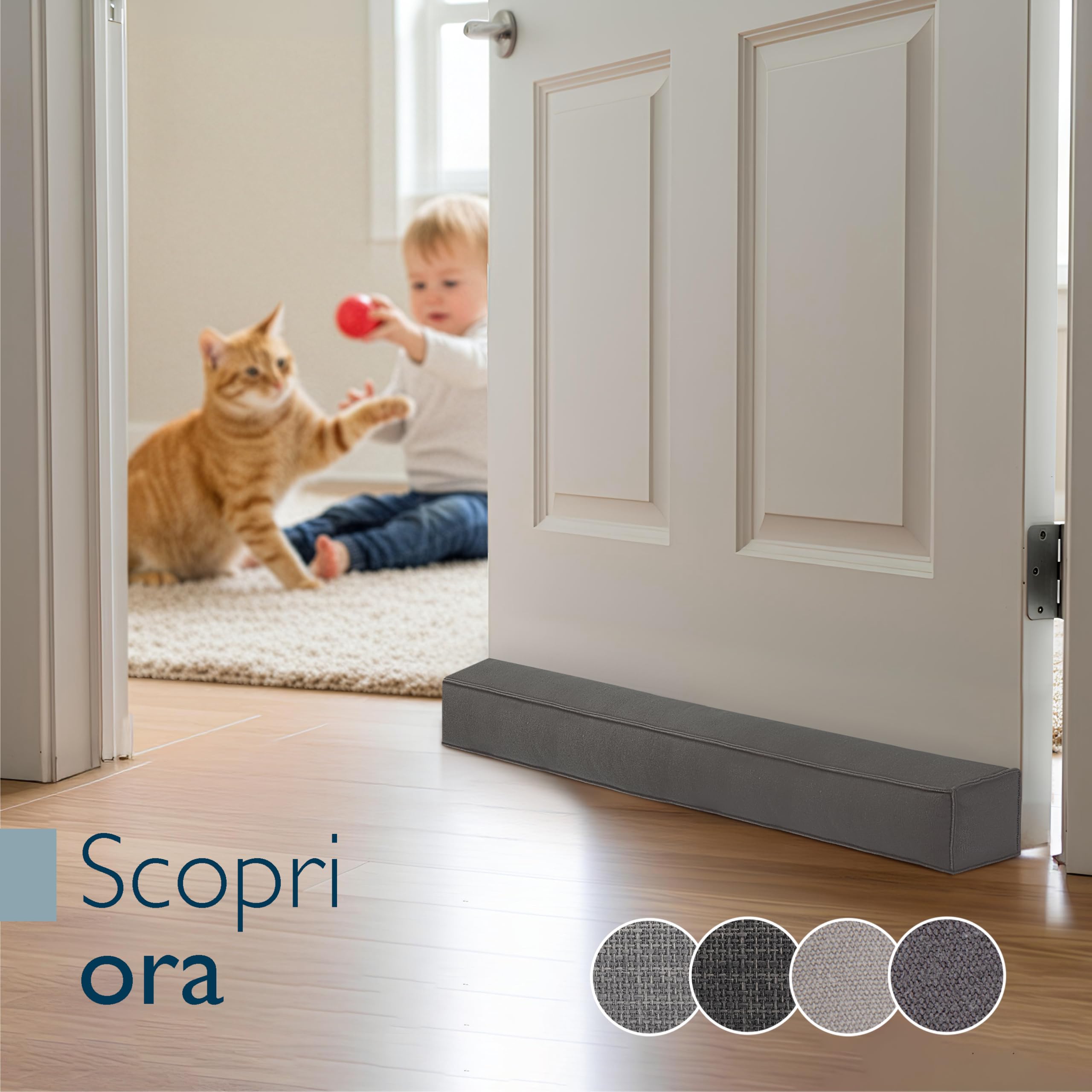 Beautissu Paraspifferi Sottoporta 100 cm – Salsicciotto Paraspifferi Porta Finestre Ingresso Isolante – Stoffa Antracite – Risparmio Energetico – Parafreddo per Porte e Finestre – Marin