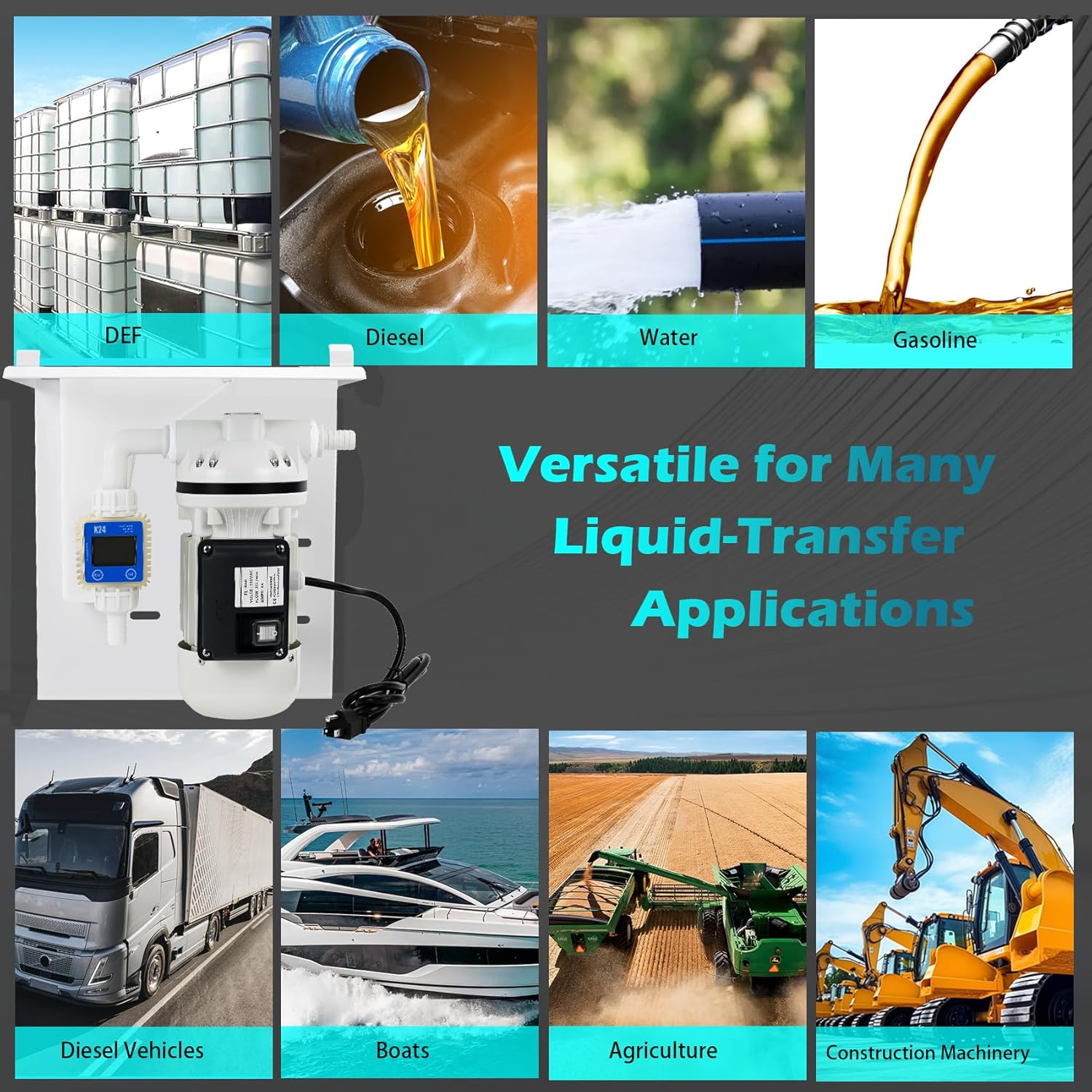 AC 110V-120V DEF Transfer Pump Kit with US Plug, High-Flow Self-Priming DEF Pump for Diesel Exhaust Fluid Transfer, Compatible with Drums, Totes, and Wall Mounting, Includes Premium Accessories