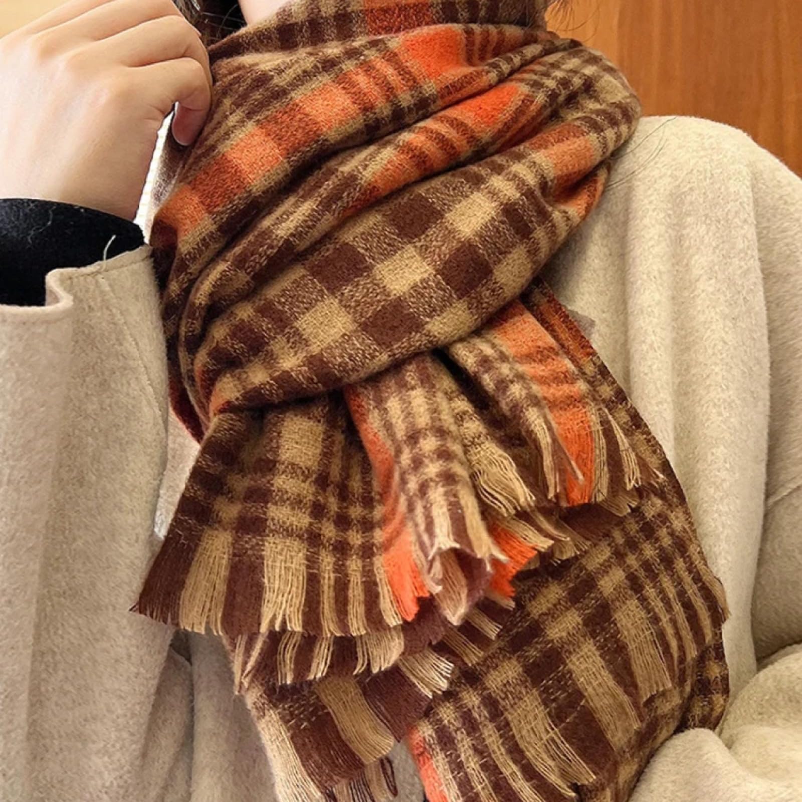 Schals Tücher Halstuch Scarf Damen Winter Vintage Schal Damen Schal Schal Bunt Kariert Warm Schal Für Damen