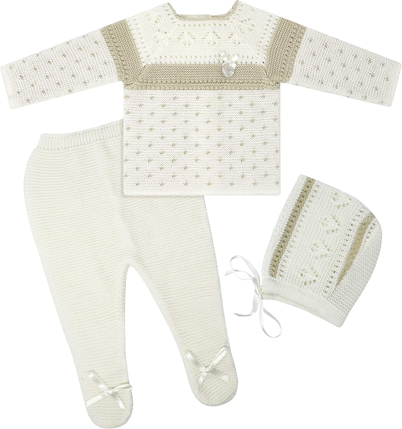 Newborn Baby Knitted Clothes Set, Coming Home Infant Knit Outfit for Boys and Girls