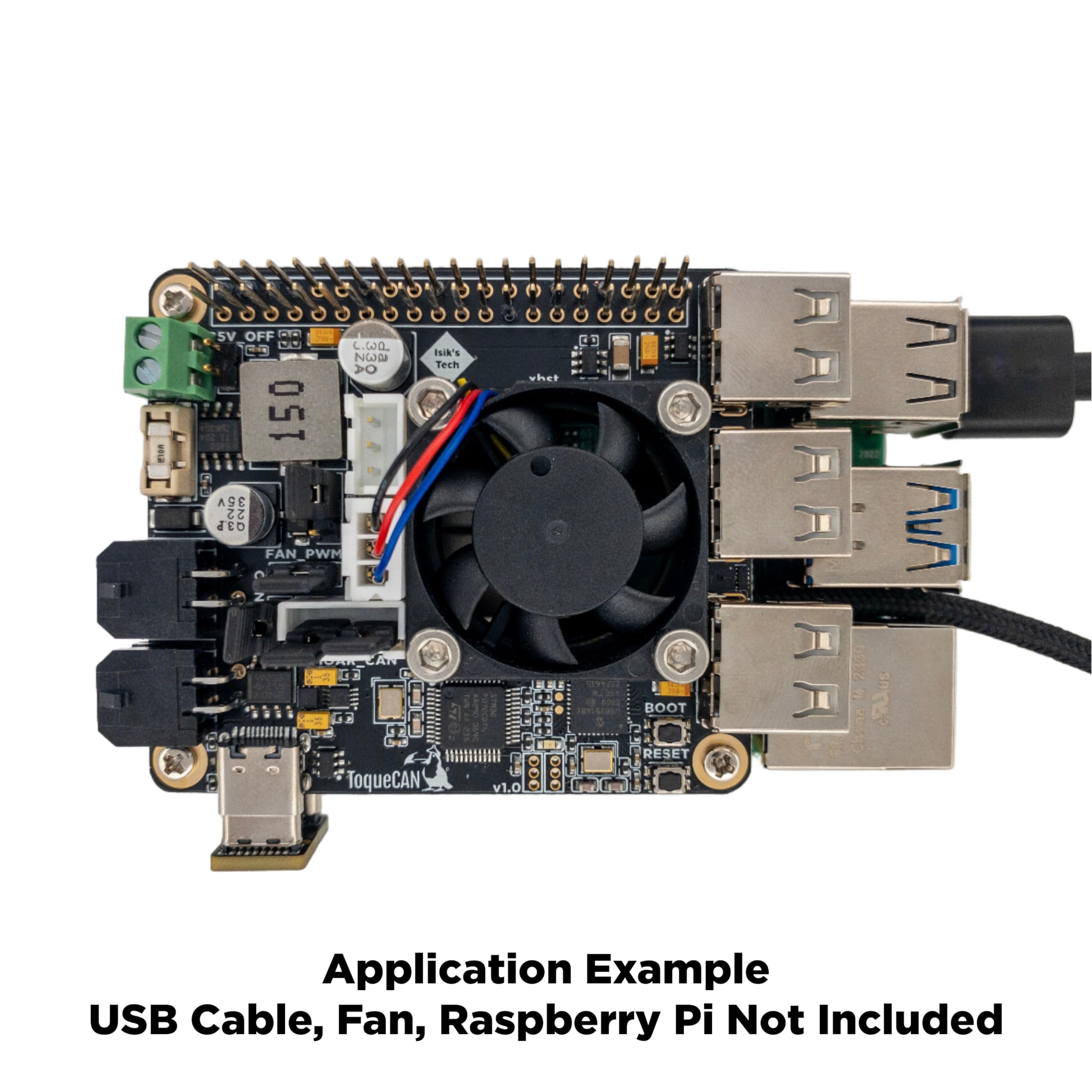 ToqueCAN: 2X CAN, 3X USB und 24V auf 5V Raspberry Pi Zubehör für Klipper 3D Drucker