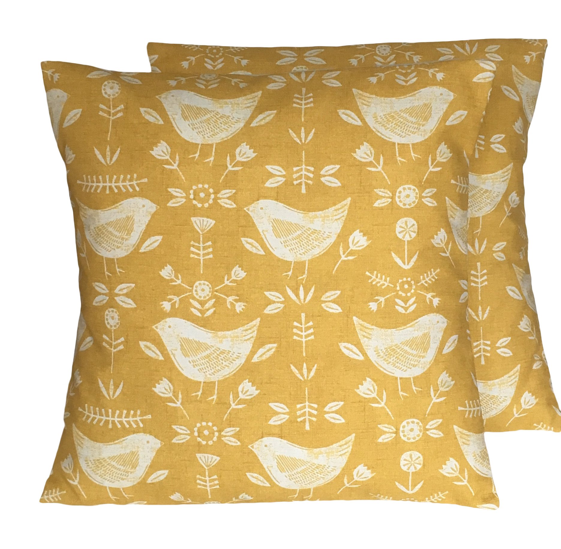 2 x 18" (45cm x 45cm) Fryetts Narvik Ochre Yellow Scandi Style Cushion Covers