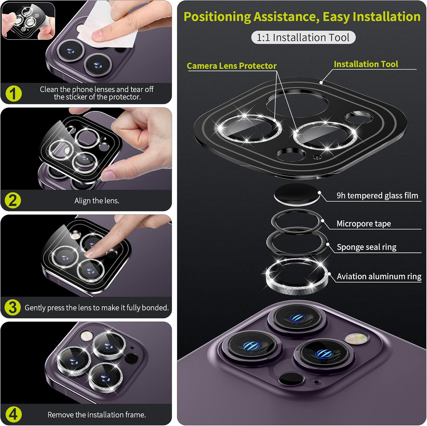 for iPe 14 Pro/iPe 14 Pro Max Cera Lens Protector, [Night