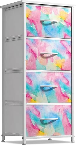 Miniatura 21 de Sorbus Cómoda para niños con 5 cajones, organizador de cofre de almacenamiento, mesita de noche, marco de acero, parte superior de madera,