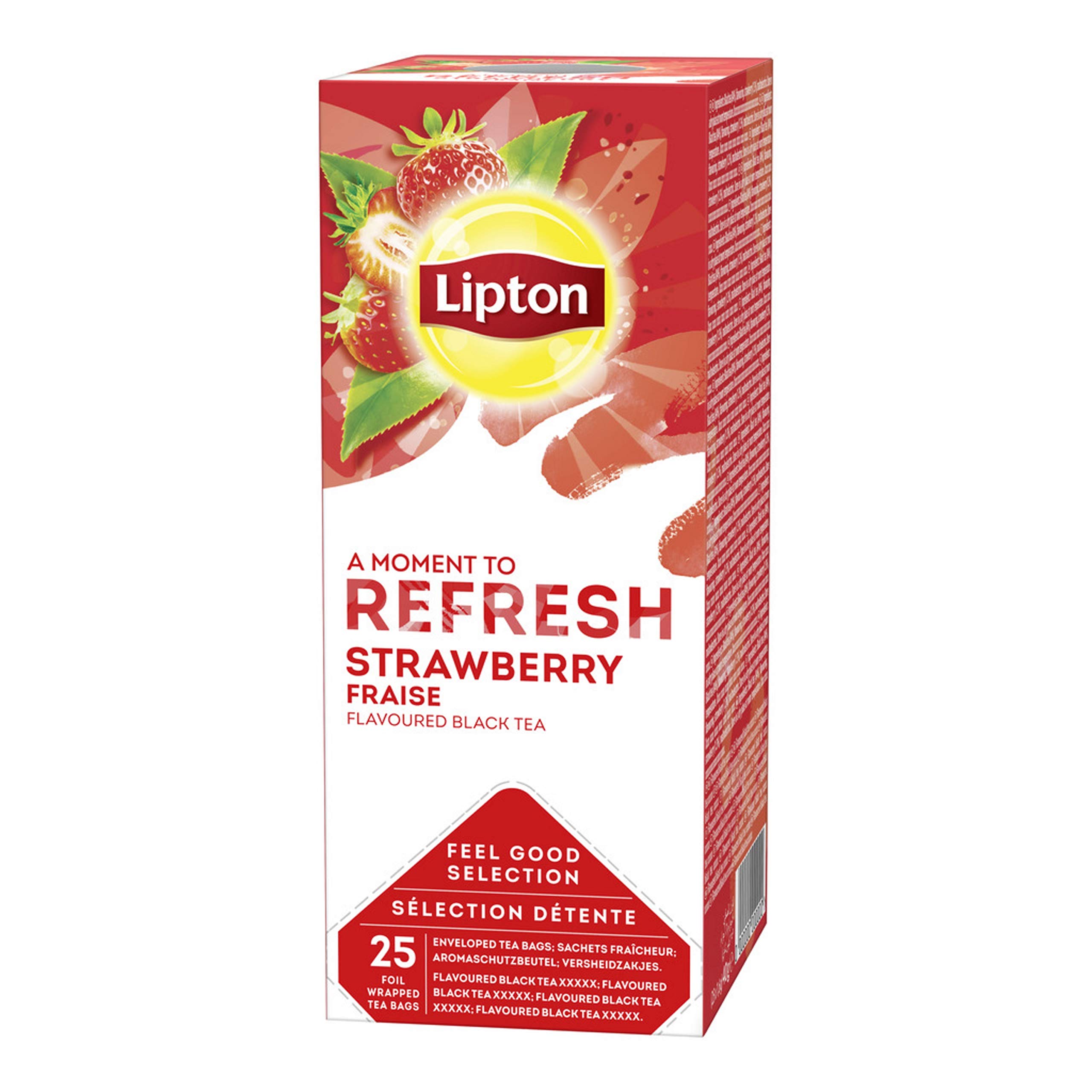 Lipton Feel Good Selection Czarna herbata truskawkowa 6 x 25 torebek Pakiet korzyści