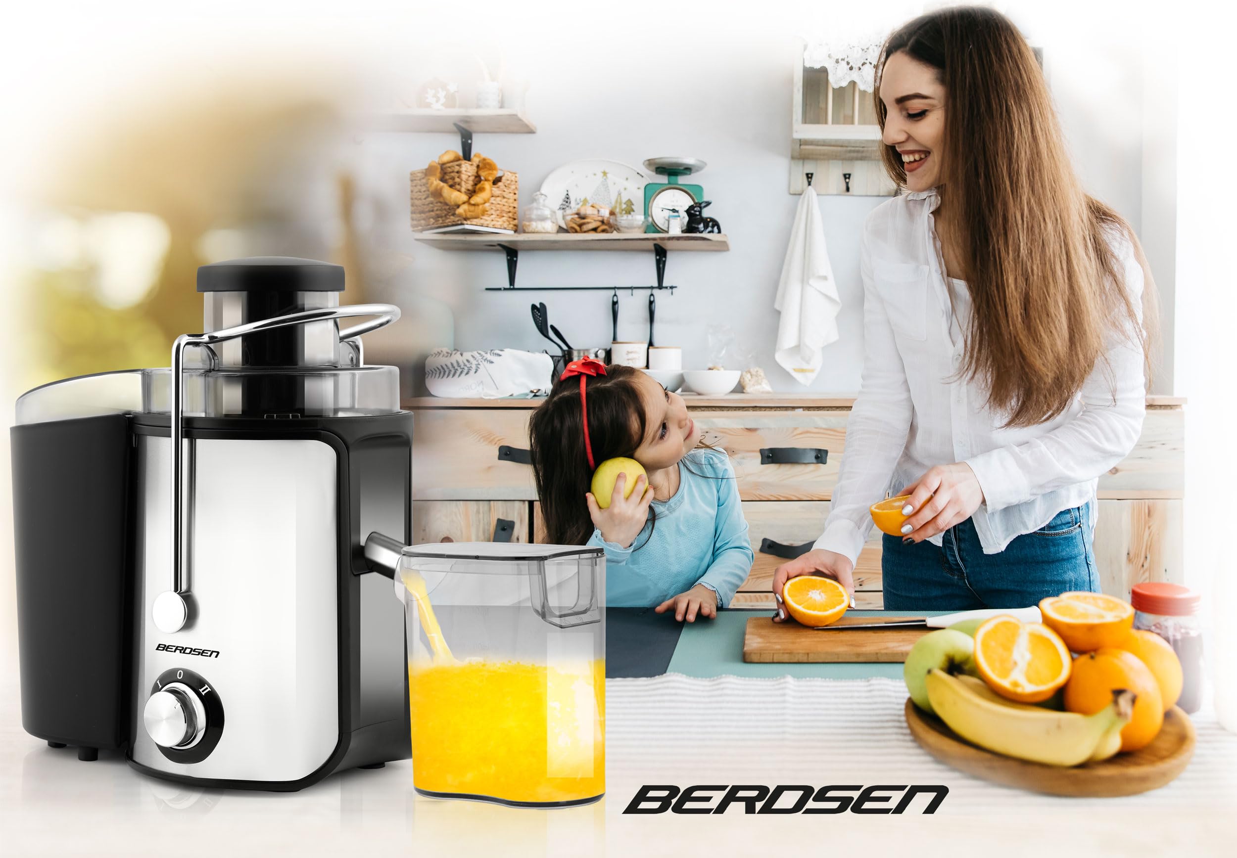 Berdsen - Exprimidor - Para frutas y verduras - Recipiente de 500 ml sin BPA - Máquina de zumo - 600 W - Hoja de acero inoxidable - 12000-13000 rpm - Exprimidor - Exprimidor - Acero inoxidable