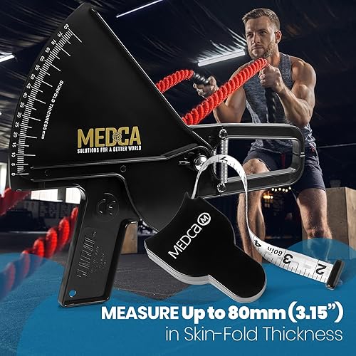 Miniatura 24 de Pro Body Skin Caliper - Herramienta de medición de IMC de mano - Calibre de pliegue preciso para la piel mide la grasa para hombres y mujeres