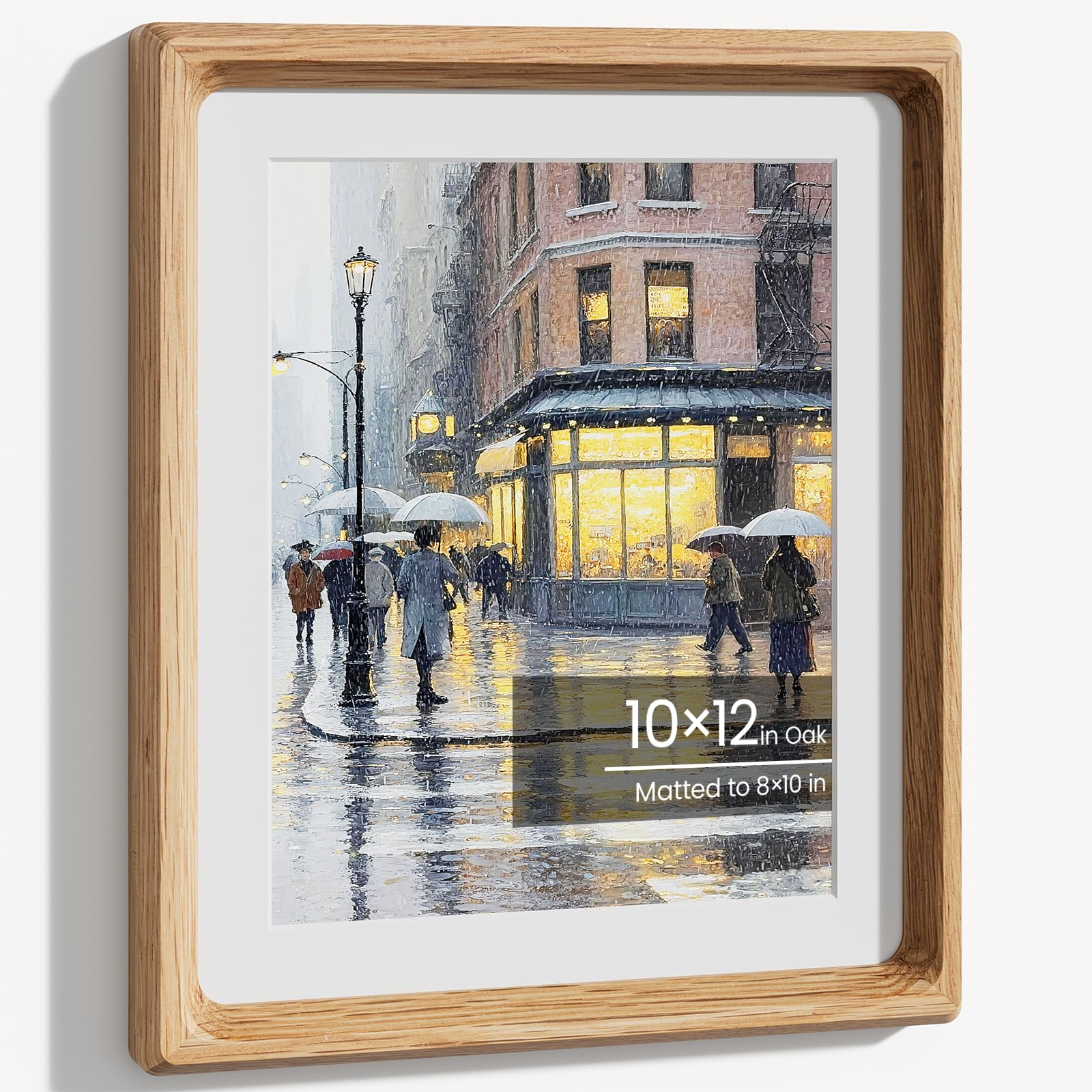 10x12 Picture Frame, Natural Solid Oak Wood Photo Frame with Tempered Glass, Handcrafted Rounded Corner 10x12 in Frames Matted to 8x10 in Photos, Wall Display Posters, Prints, Certificates — image 1