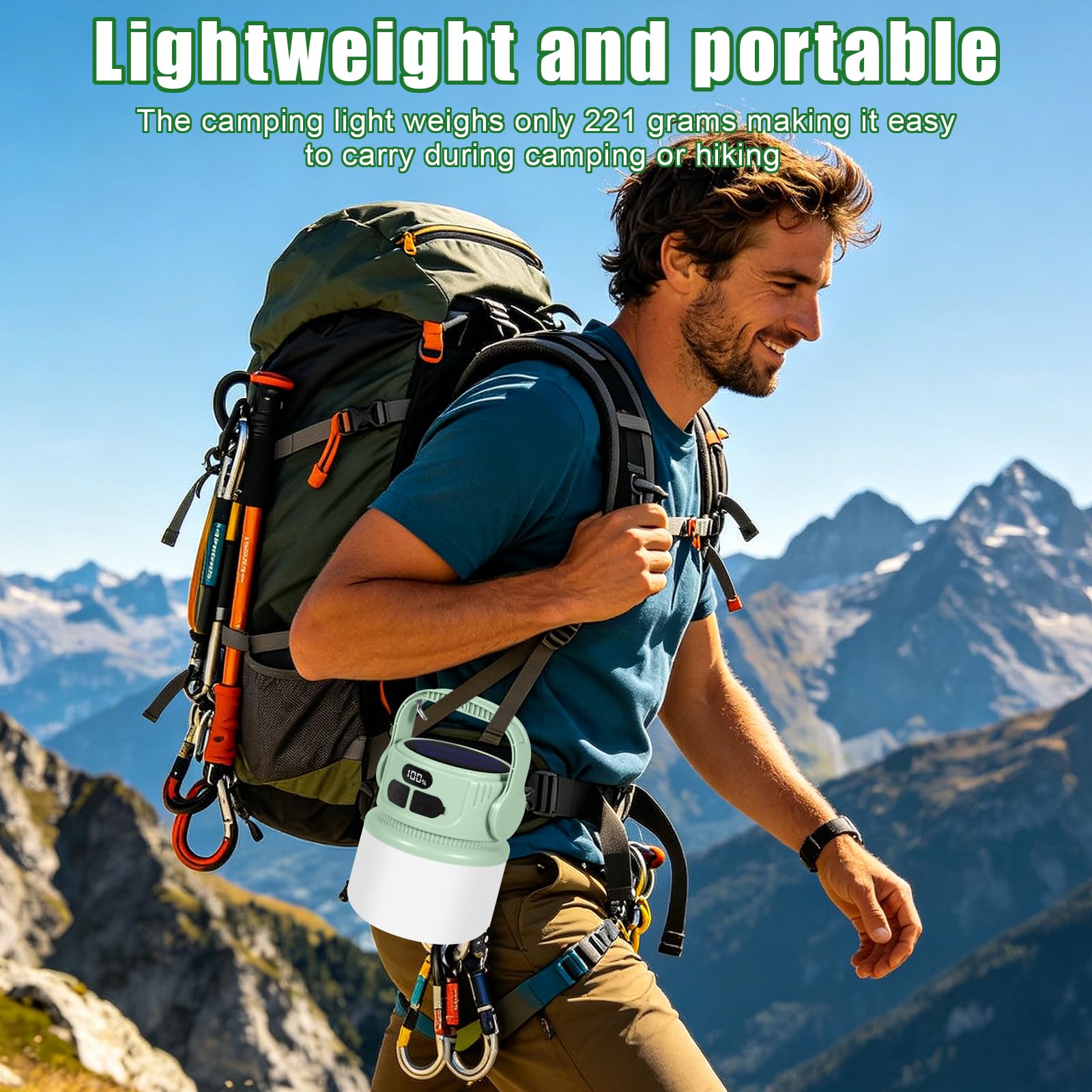 Lámpara Camping Solar Recargable 2400mAh LED Super Brillante IPX5 Impermeable