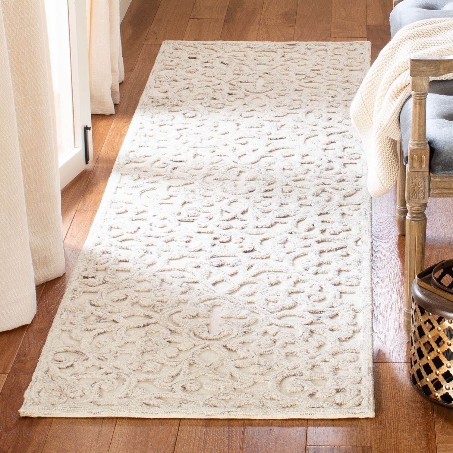 SAFAVIEH Trace Collection Runner Rug - 2'3" x 10', Camel & Ivory, Handmade Wool, Ideal for High Traffic Areas in Living Room, Bedroom (TRC103E)