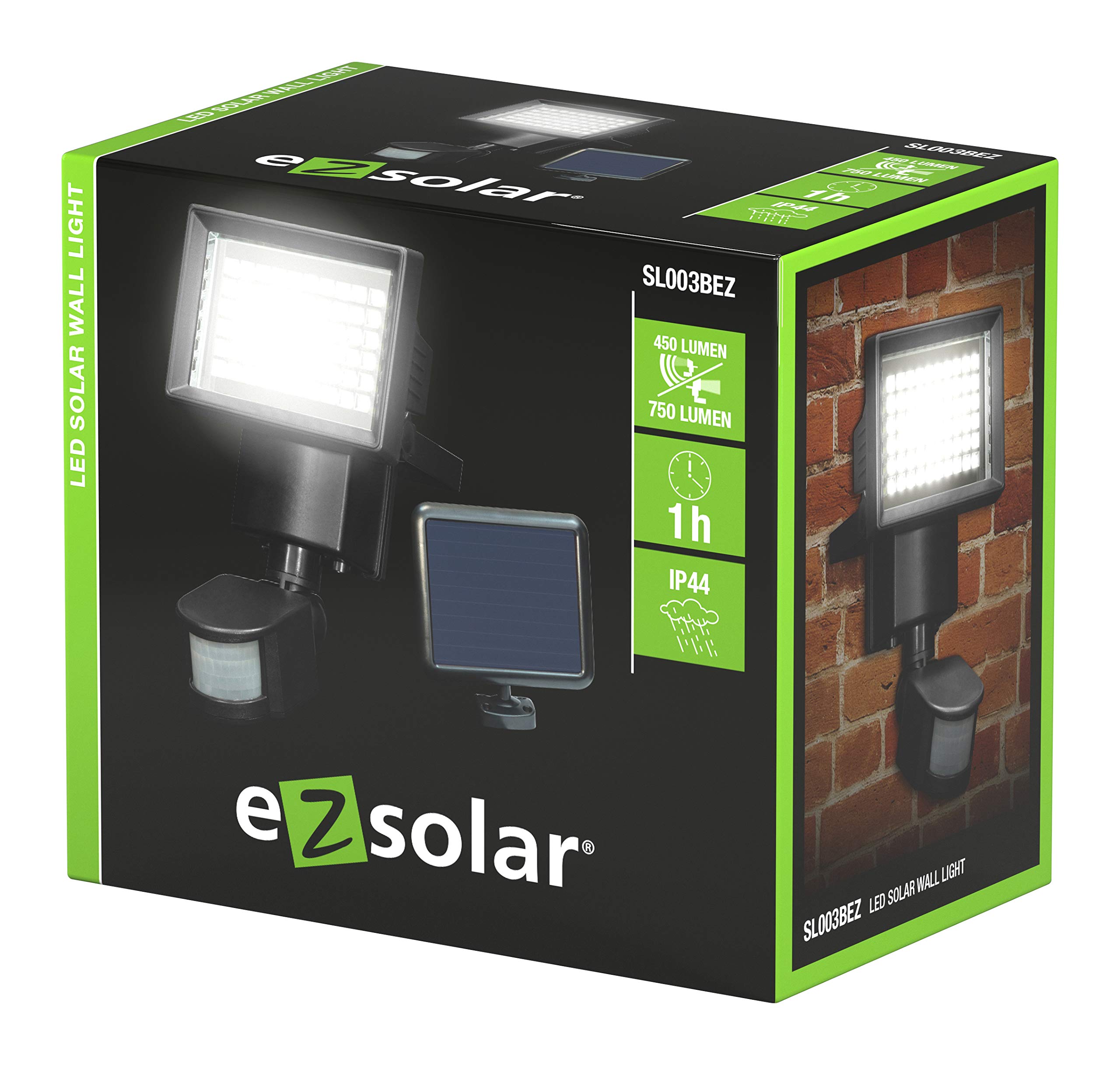EzSolar Sicherheits-Solarleuchte – Mit PIR-Bewegungssensor, IP44 Wasserdicht, Für Wandmontage Im Außenbereich