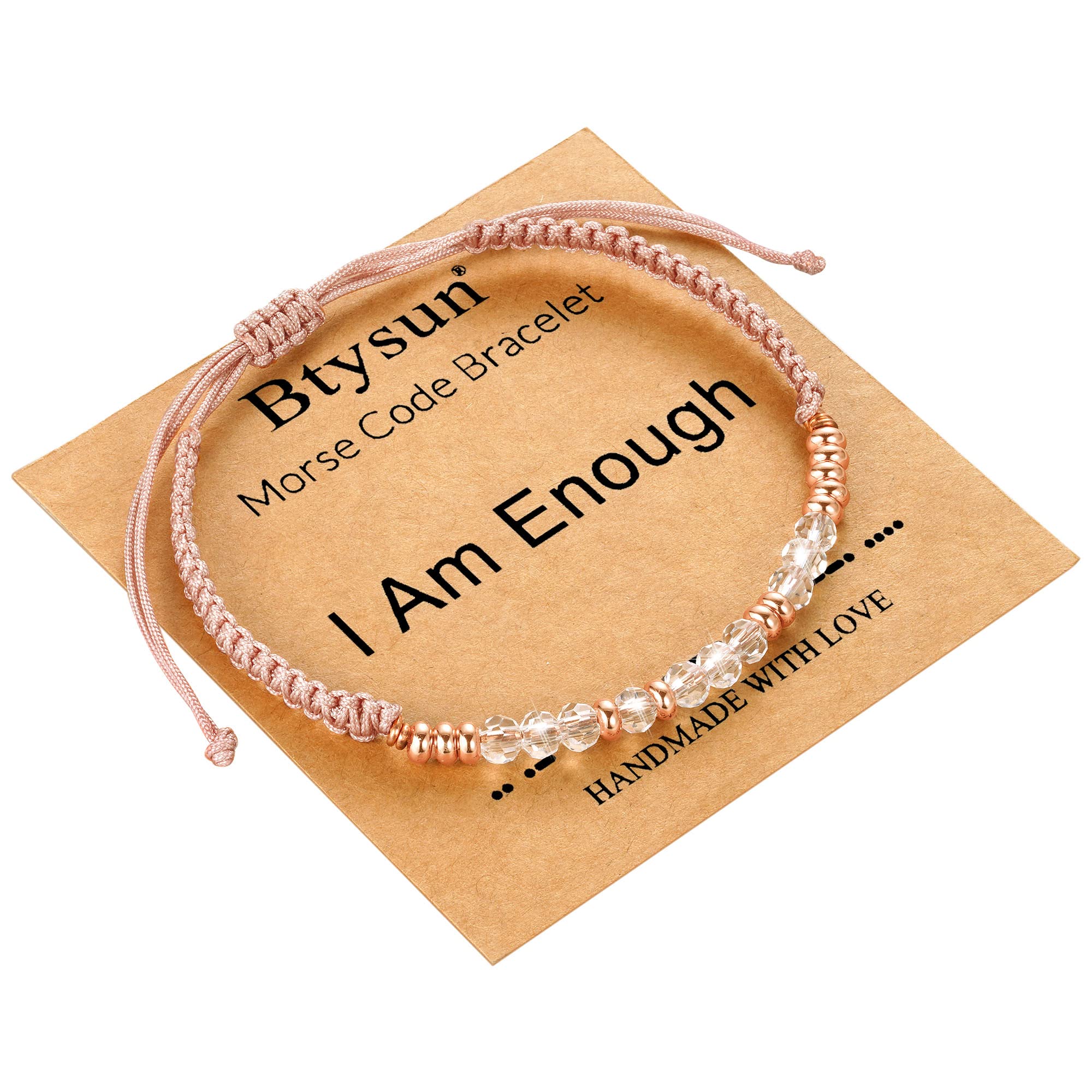 Morse Code Bracelets for Women Teen Girl Gifts Pink Braided Bracelets Inspirational Best Friend Birthday Gifts for Her Christmas High School Graduation Gifts for Her 2024 Mom Bracelet Jewelry