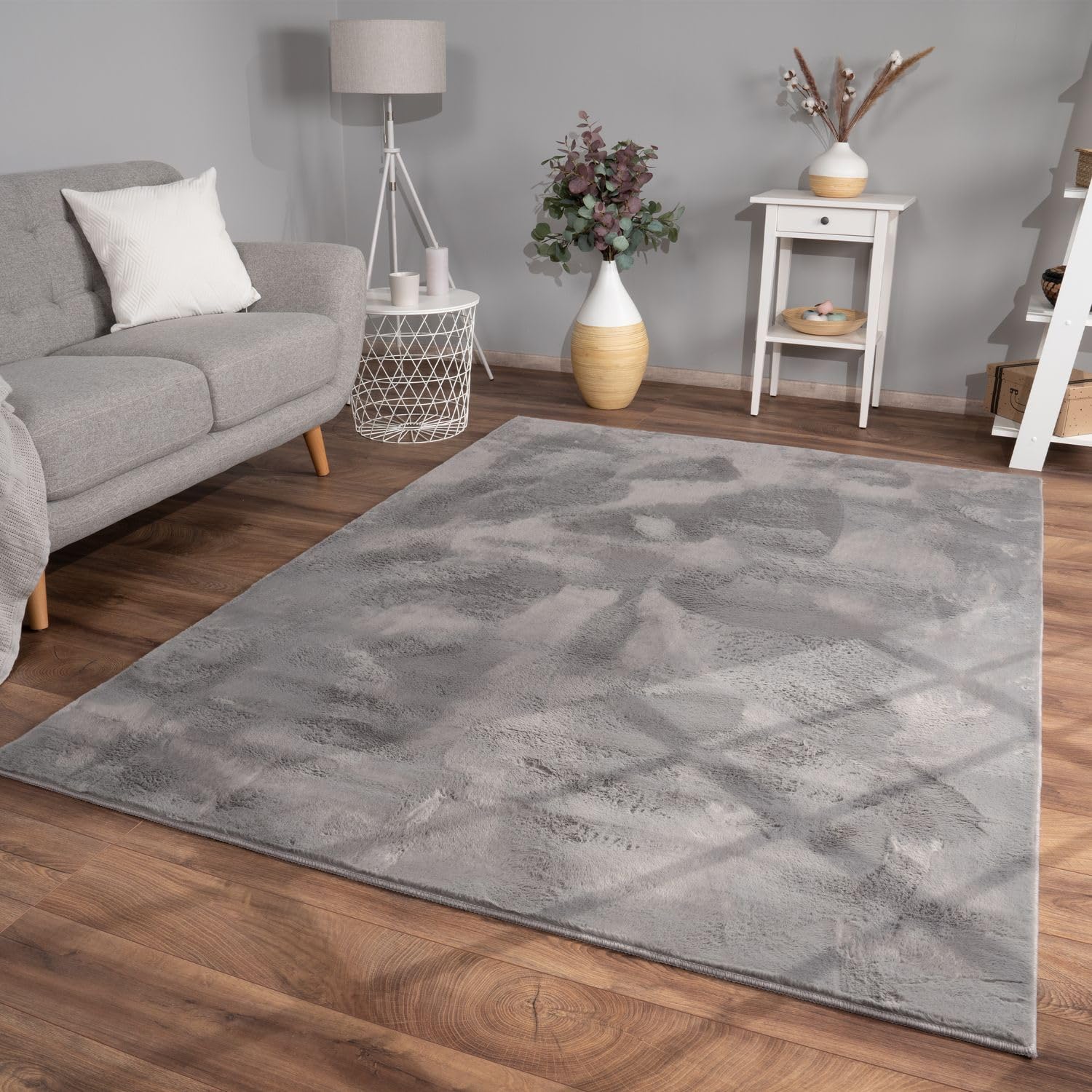 TT Home Wohnzimmer Teppich Hochflor Langflor Weich Modern Unifarben Flauschig, Farbe: Anthrazit, Größe: 120x160 cm  
TT 