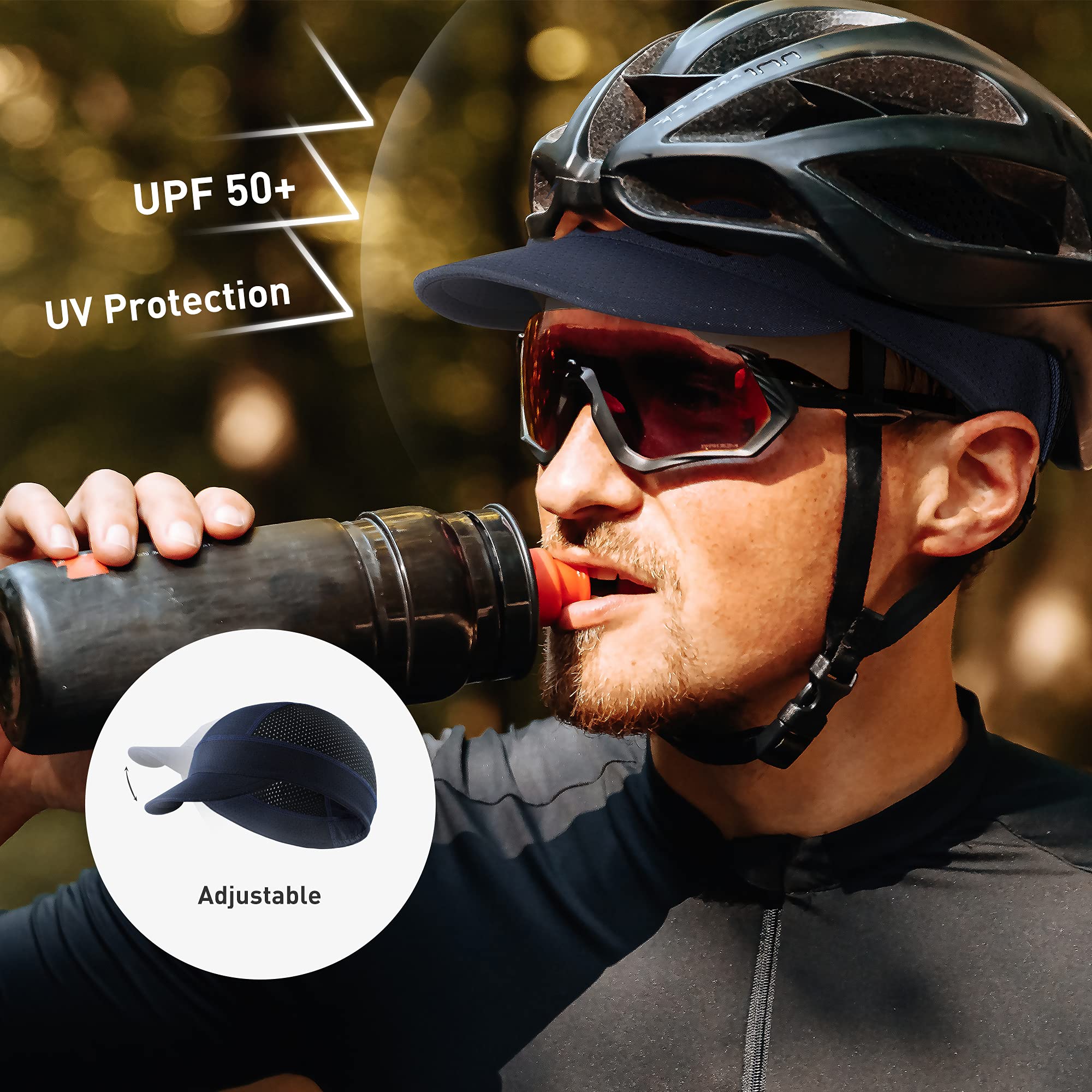 Arcweg Cycling Cap UV Schutz, Fahrrad Kappe Unterziehmütze UPF 50+, Fahrradkappe Fahrrad Unterhelm Mütze für Herren Damen Schweißabsorbierend Faltbar weich Atmungsaktiv faltbar Joggen (Grau+ Blau) Fashion