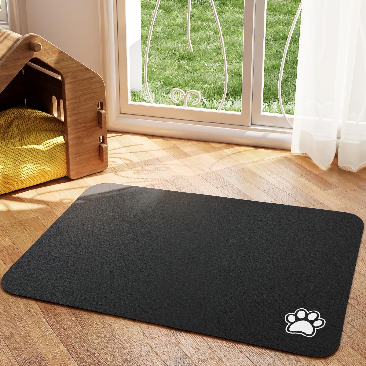 HotLive Pet Feeding Mat - Black 12"x 19" | Absorbent Dog Mat for Food and Water, No Stains Cat Bowl Mat, Easy to Clean Pet Placemats, Quick Dry Dog Water Dispenser Mat for Messy Drinkers (B0CK7X83BZ) Amazon Price History, Amazon Price Tracker