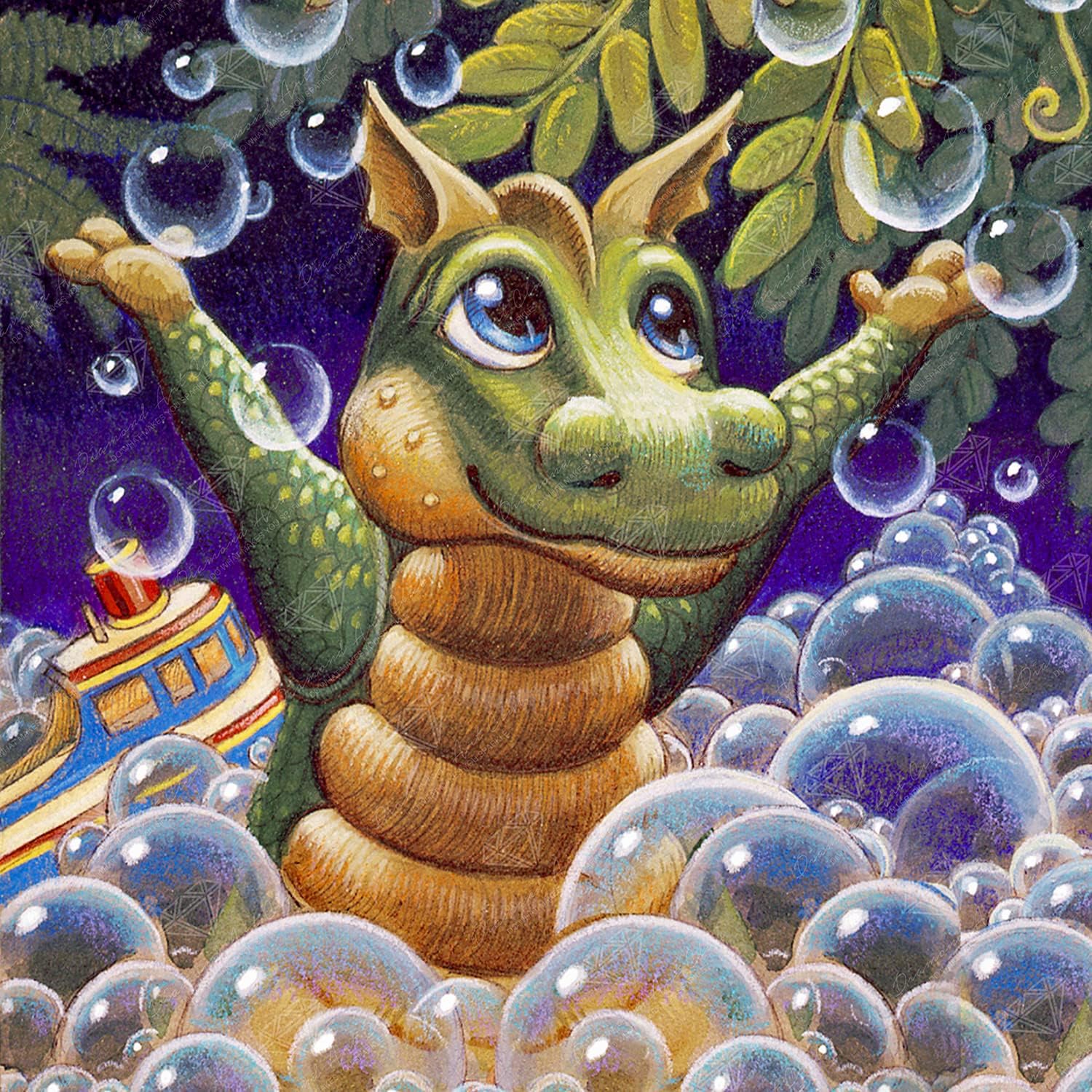 Bubbles - Spangler Diamond Painting Kit, Fun DIY Crafts for Adults, Round Diamond Art Canvas, 13" x 13" (32.8 cm x 32.8 cm)