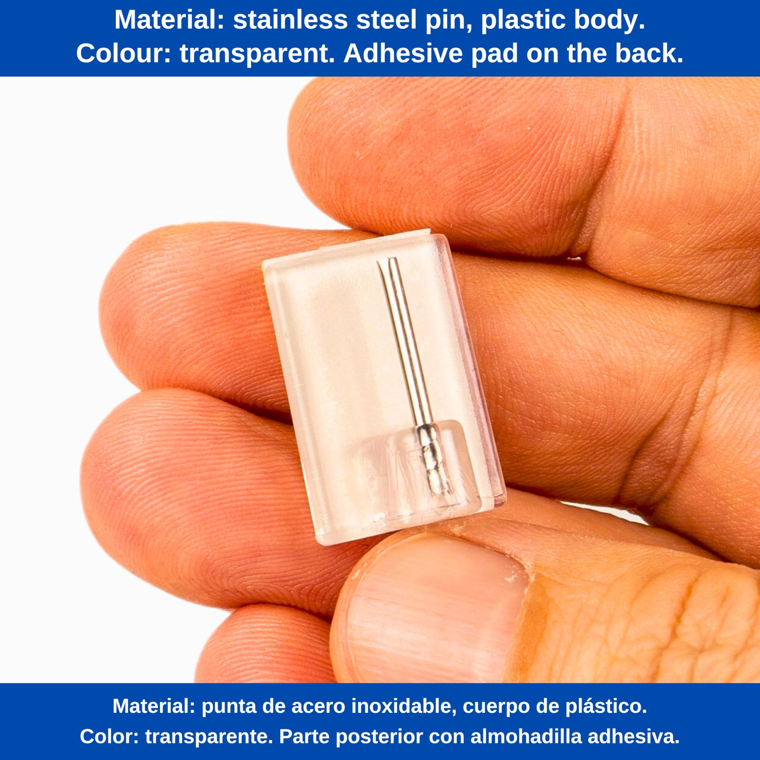 Gancio autoadesivo per bastone, 10 x trasparente, misura 24 x 16.5 mm, ganci per tenda, ganci per zanzariere, gancio adesivo per tende a finestra, aggancio per bastoni su finestre in PVC, curtain hook
