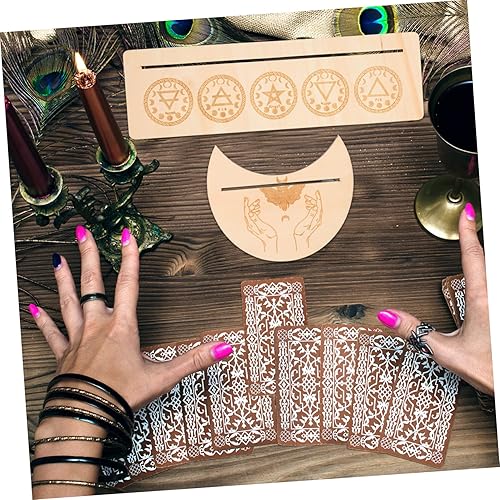 Miniatura 9 de TOYANDONA 1 Unidades de madera rectangular Tarot cubierta Decoración para Cuarto Luna Tarot Bandeja de exhibición Tarot Bandeja Tarot Tarot Tarot