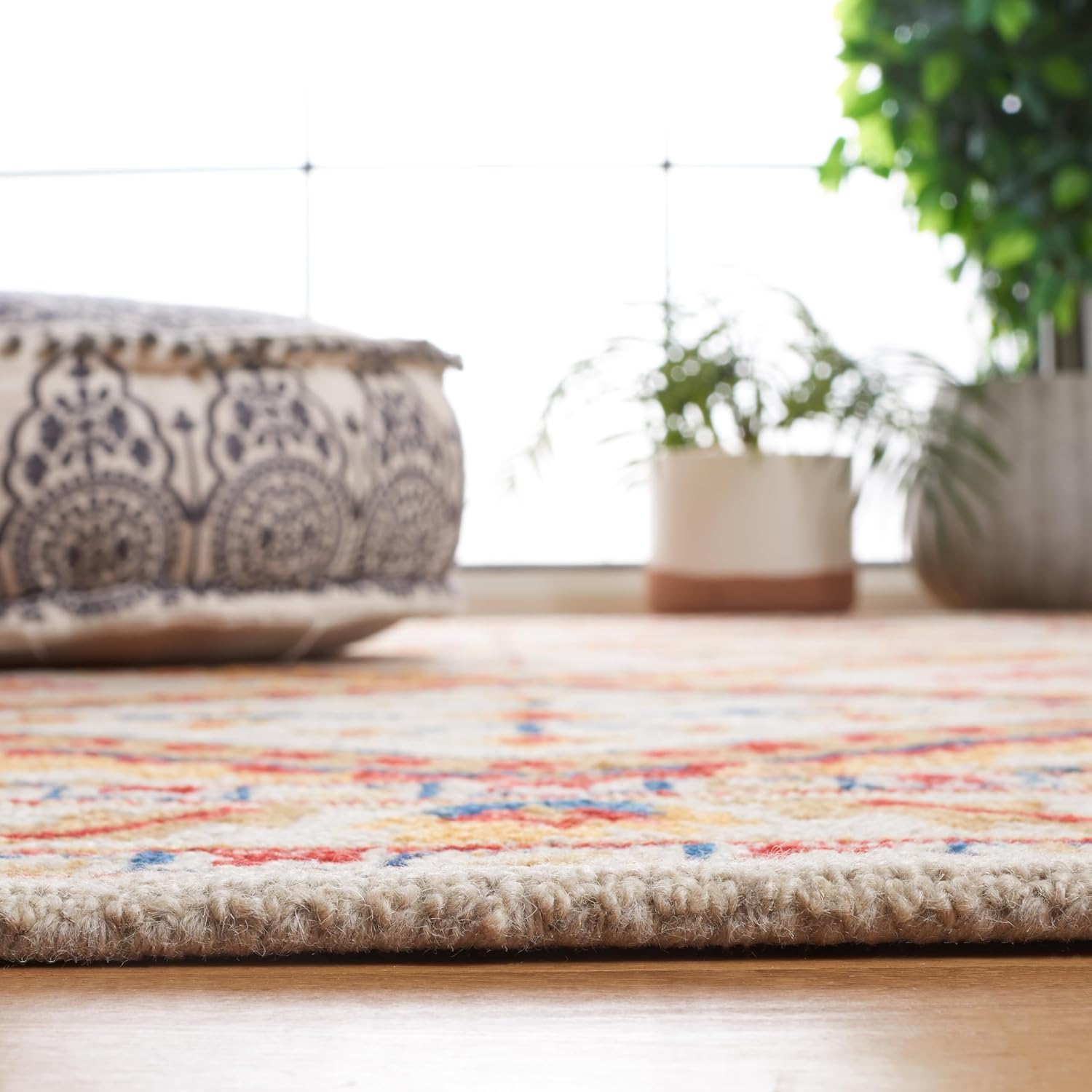 SAFAVIEH Aspen Collection Runner Rug - 2'3" x 7', Ivory & Multi, Handmade Moroccan Boho Tribal Wool, Ideal for High Traffic Areas in Living Room, Bedroom (APN706A)