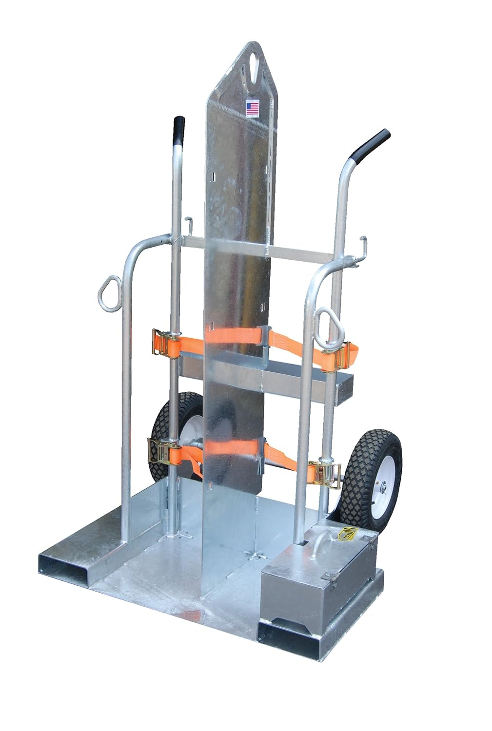 Vestil CYL-2-FF-G Galvanized Welding Cylinder Torch Cart with Foam Filled Wheels 34-3/8 In. x 40-1/4 In. x 66-3/8 In. 500 lb. Capacity Silver