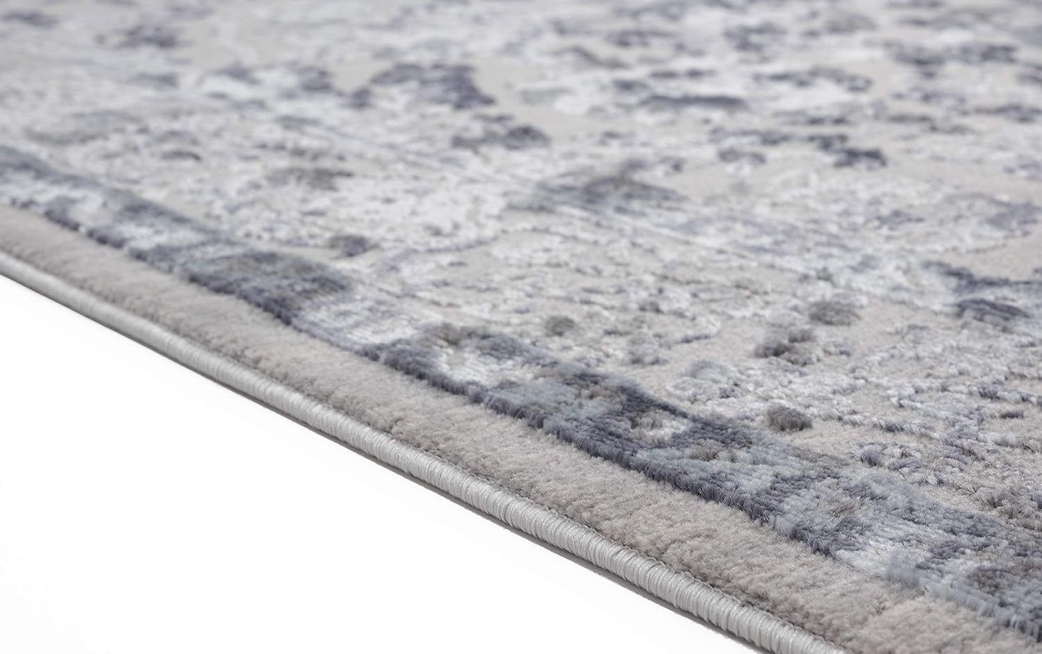 Transitional Blue Distressed Design Area Rug 63" x 86"