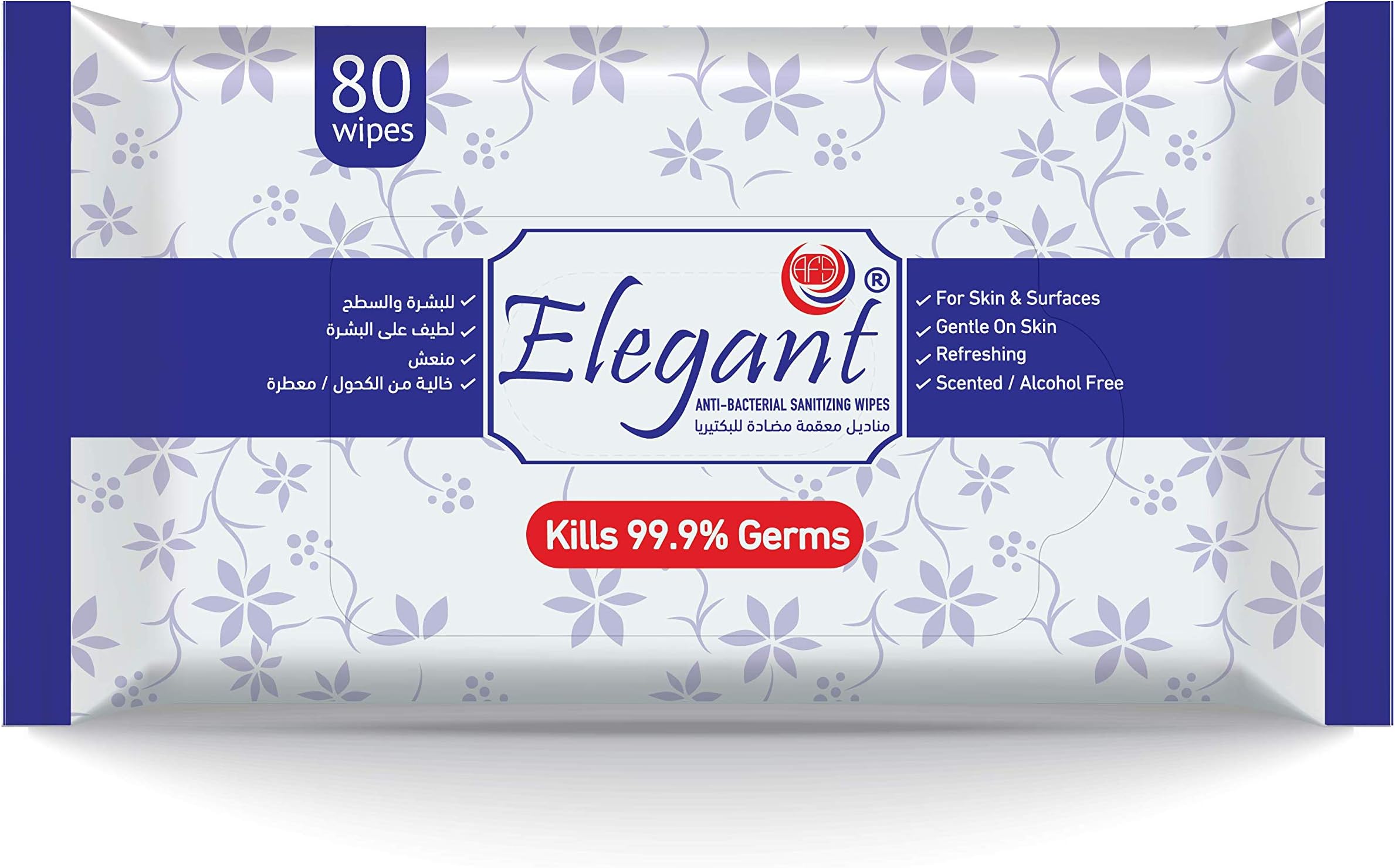 AFS Elegant Anti-Bacterial Sanitizing Wipes, 80 Pieces
