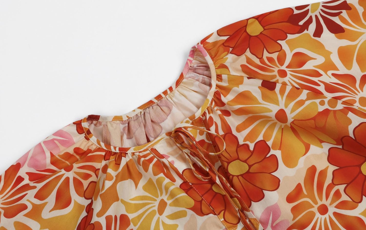 Boho Floral Tunic Dress for Women Long Sleeve Loose Fit Summer Vacation Cover Up Short Dress - Image 5