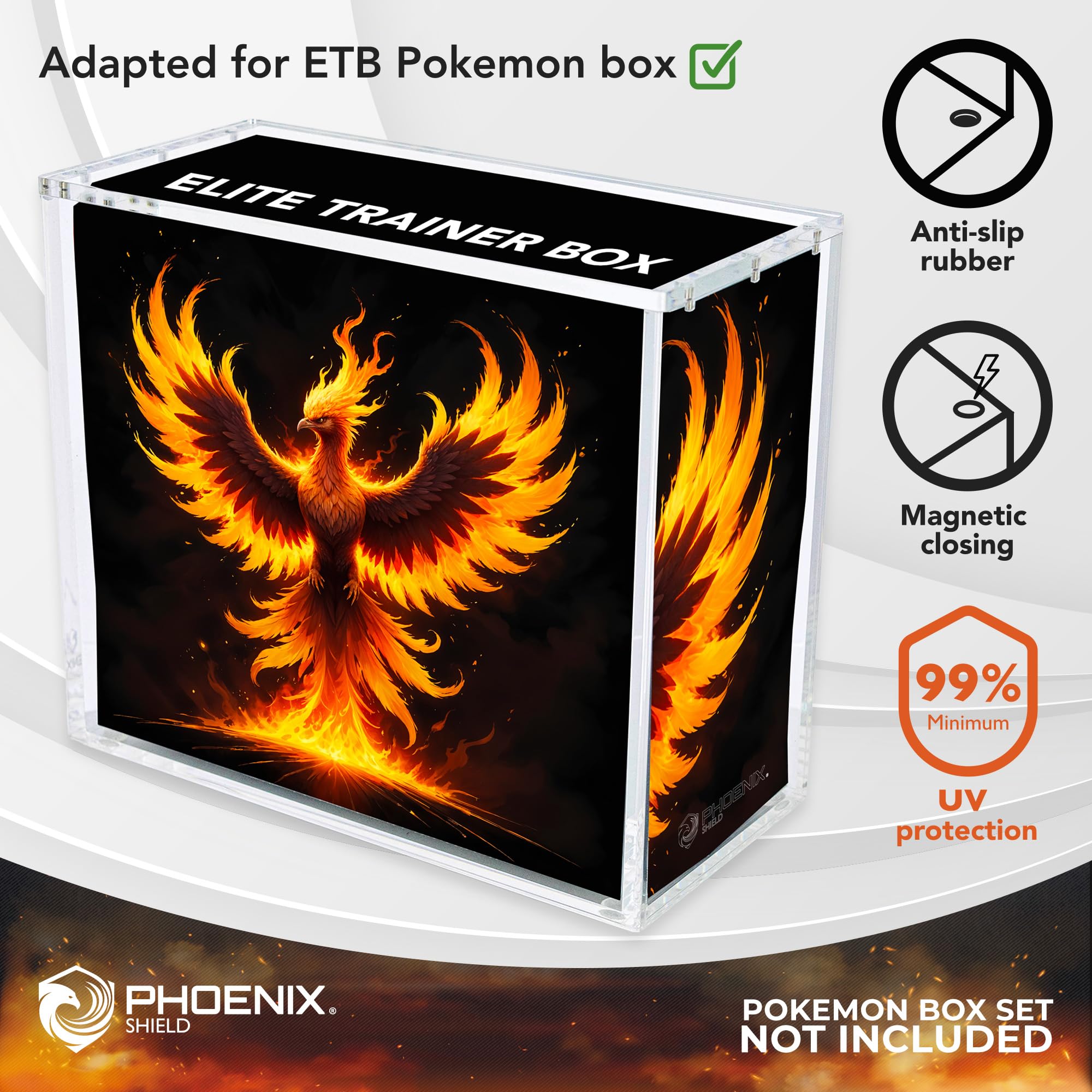 PHOENIX SHIELD | Boîte Acrylique ETB avec Couvercle - Protection pour Display - 69002