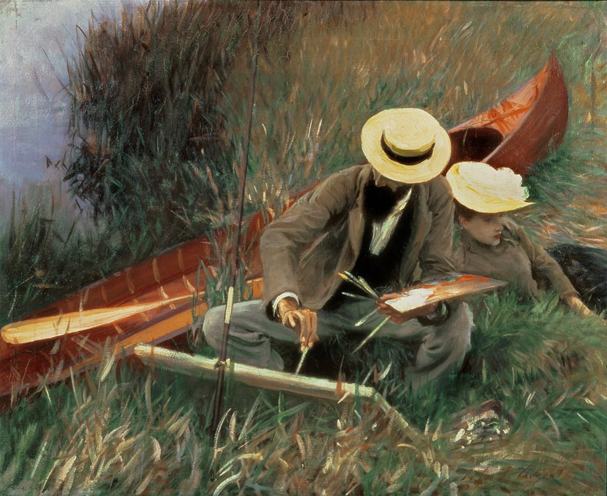 ARTXLXXBN Famous Print Painting Colorful Art Print Paul Helleu Sketching His Wife by John Singer Sargent Canvas Art Decorations for Home Decor 60x90cm