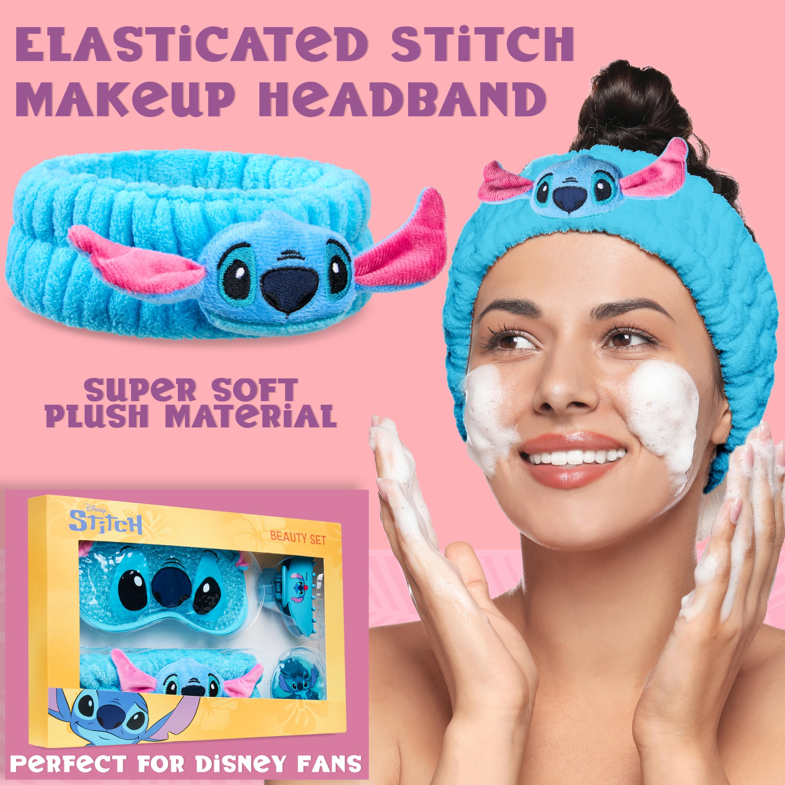 Disney Stitch Maschera Occhi Freddo, Bellezza Accessori Set - Regalo Donna (Blu)
