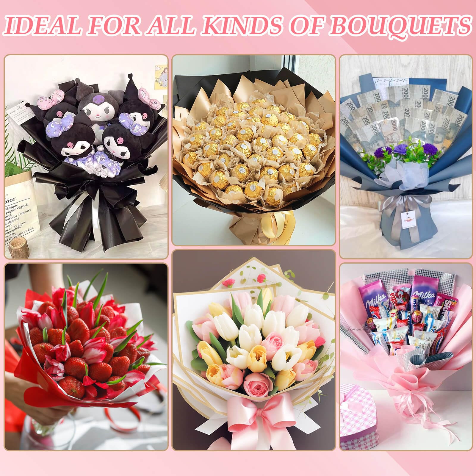 Tidponra Geschenkpapier-Set für Blumenstrauß (mehrfarbig)