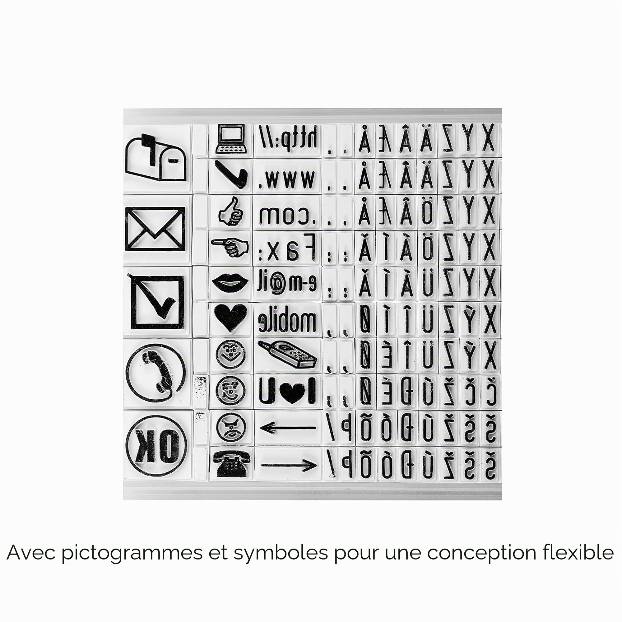 Tampon COLOP 30/2 Set, 5 lignes à fabriquer soi-même, 2 jeux de caractères et une pincette inclus