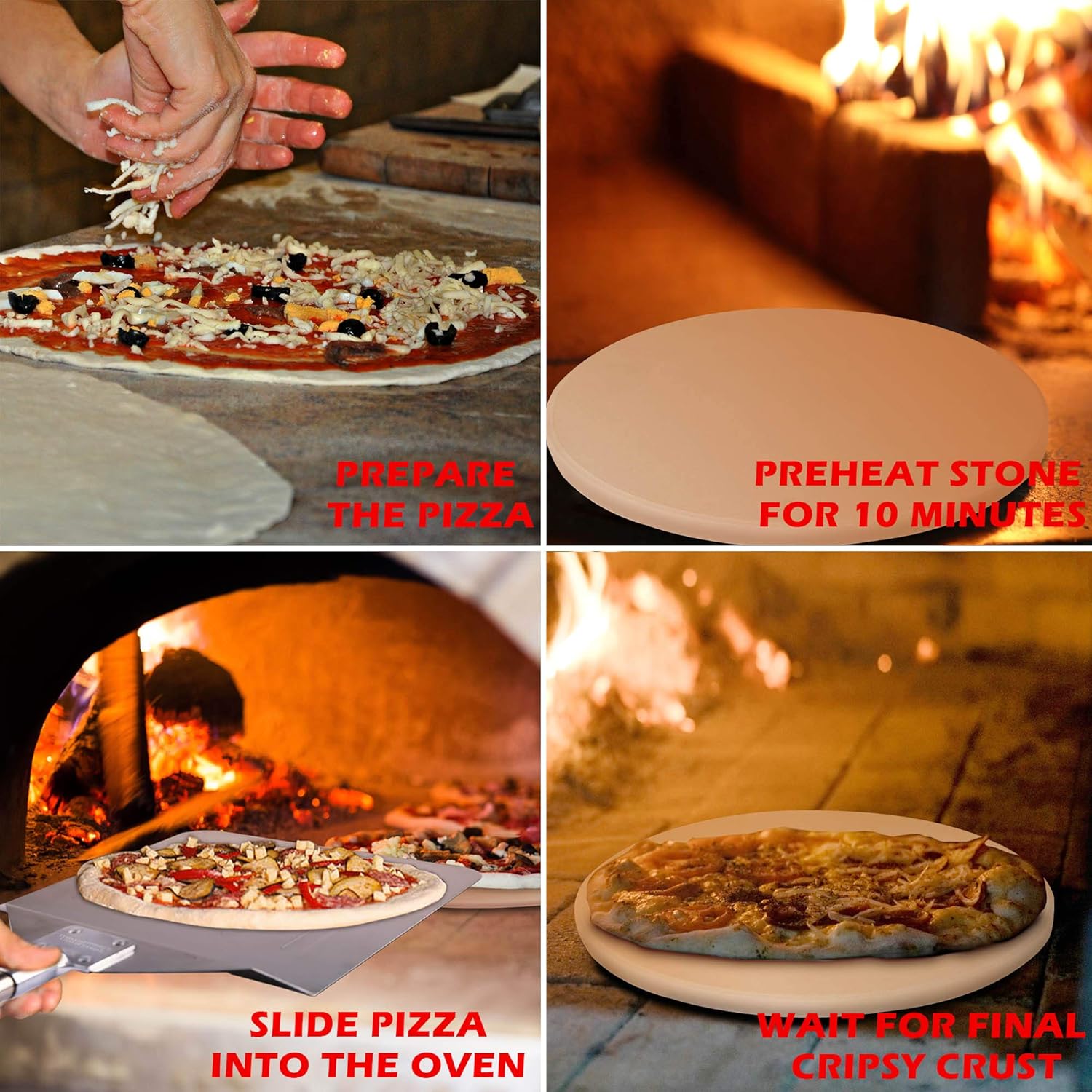 Royal Gourmet KSF1406 3-Piece Pizza Set for Grill, BBQ and Oven with 14-Inch Round Pizza Baking Stone, Peel/Shovel and Cutter, Baking Tools, Multi
