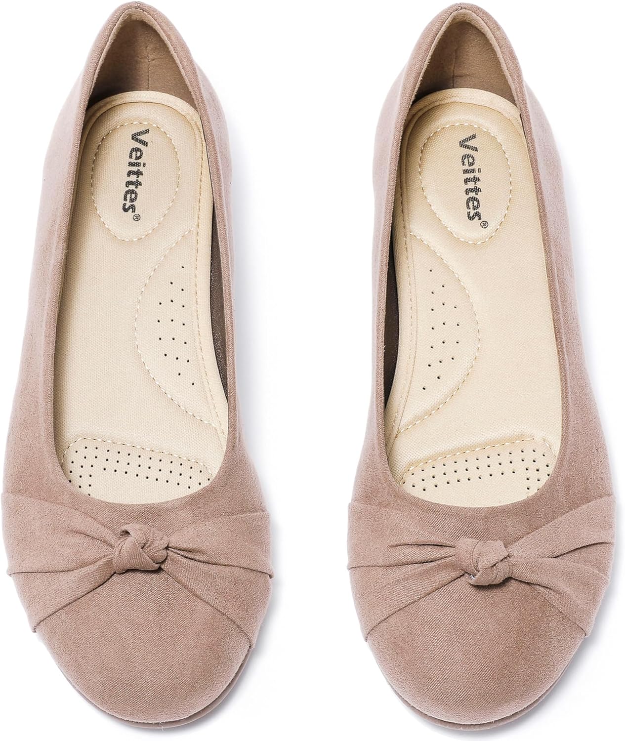 Veittes Women's Round Toe Wide Width Ballet Flats