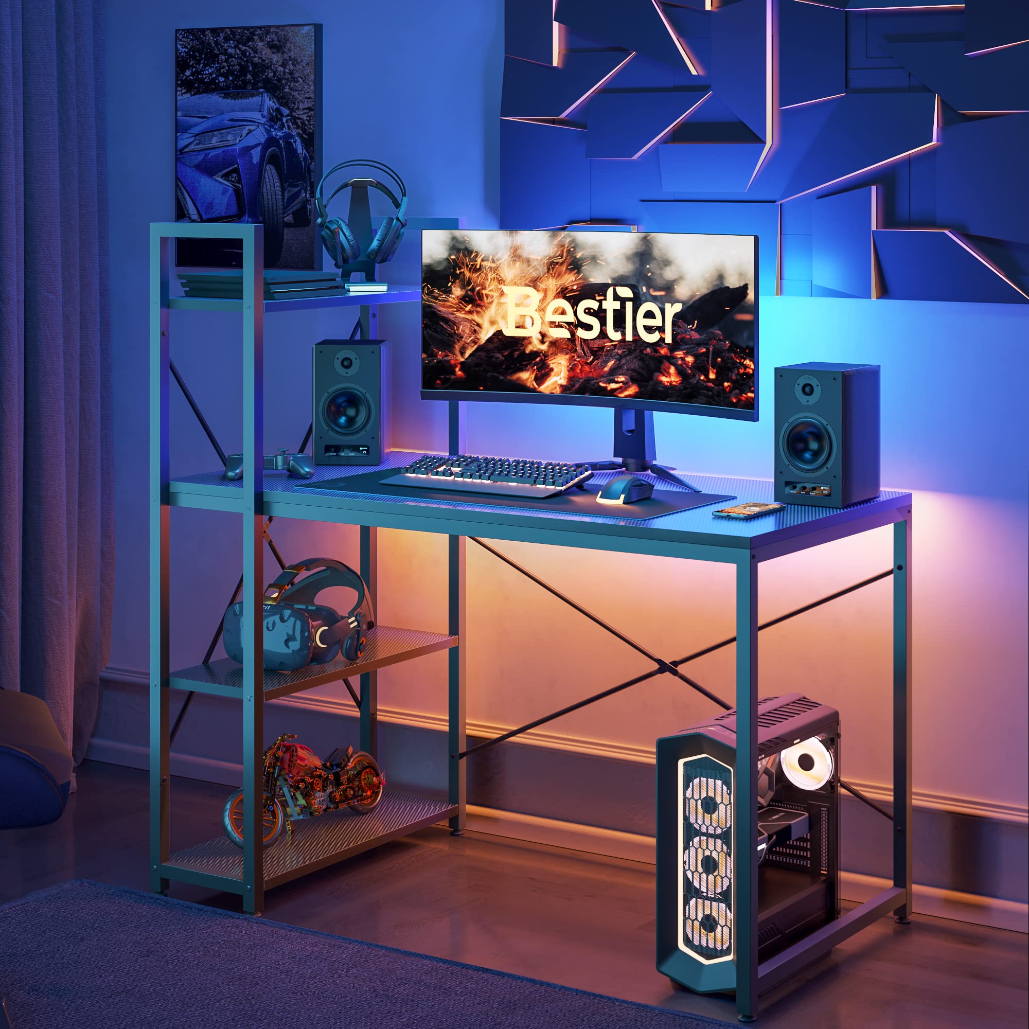 Amazon.co.jp: DOMY HOME ラック付きデスク パソコンデスク 在宅勤務