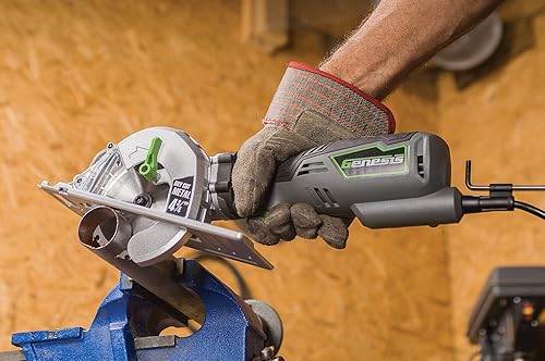 Miniatura 5 de Genesis GMCS547C - Sierra circular compacta con agarre de control de 5.8 amperios y 4-34 pulgadas para corte de metales con colector de virutas y