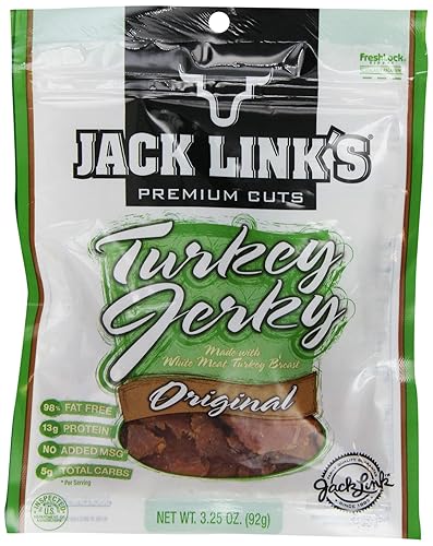 Jack Link's, Carne seca de pavo original, bolsa de 3.25 onzas (paquete de 4)