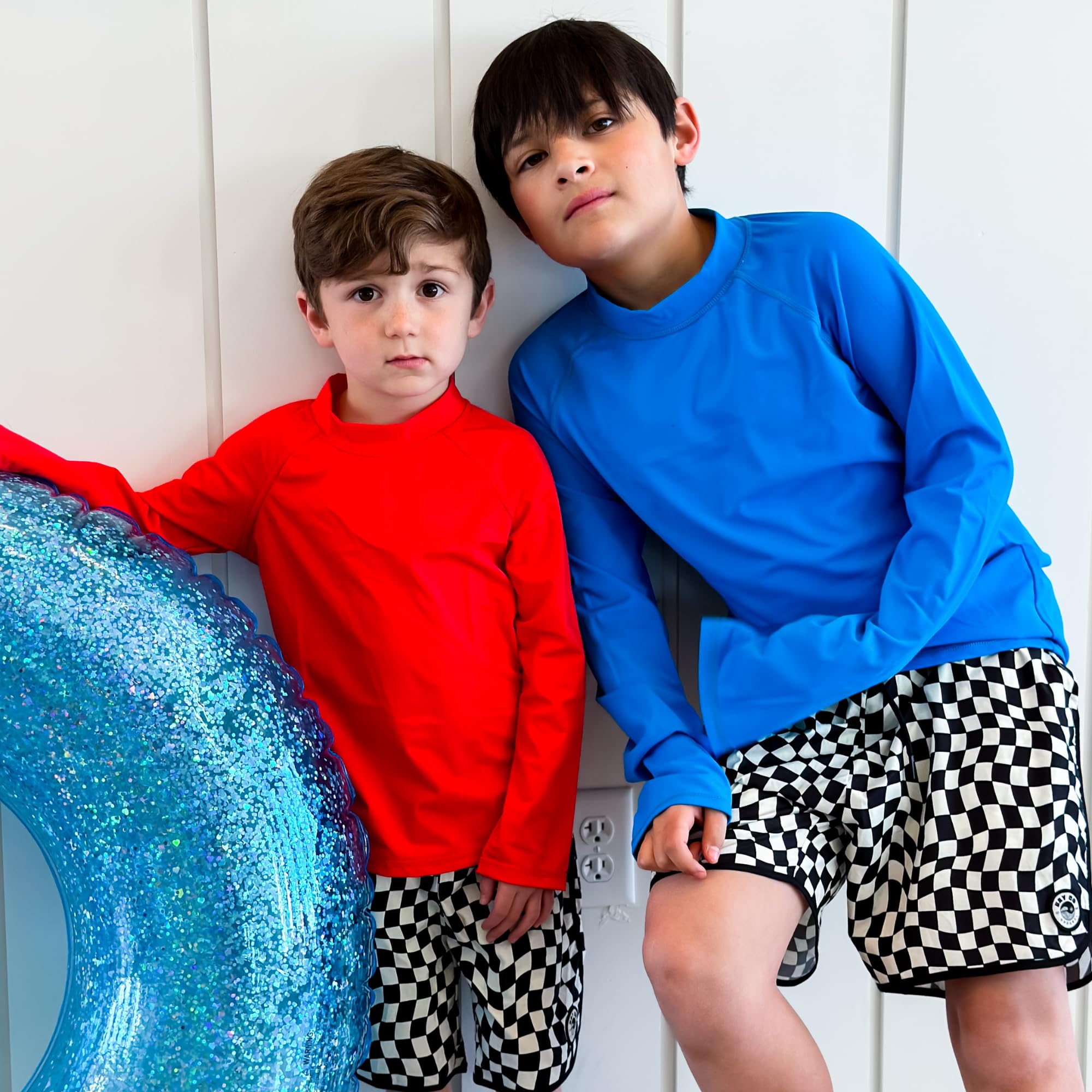 BIG ELEPHANT Paquete de 3 Camisetas de natación para niños con protección Solar UPF 50+ de Manga Larga para niños y niñas