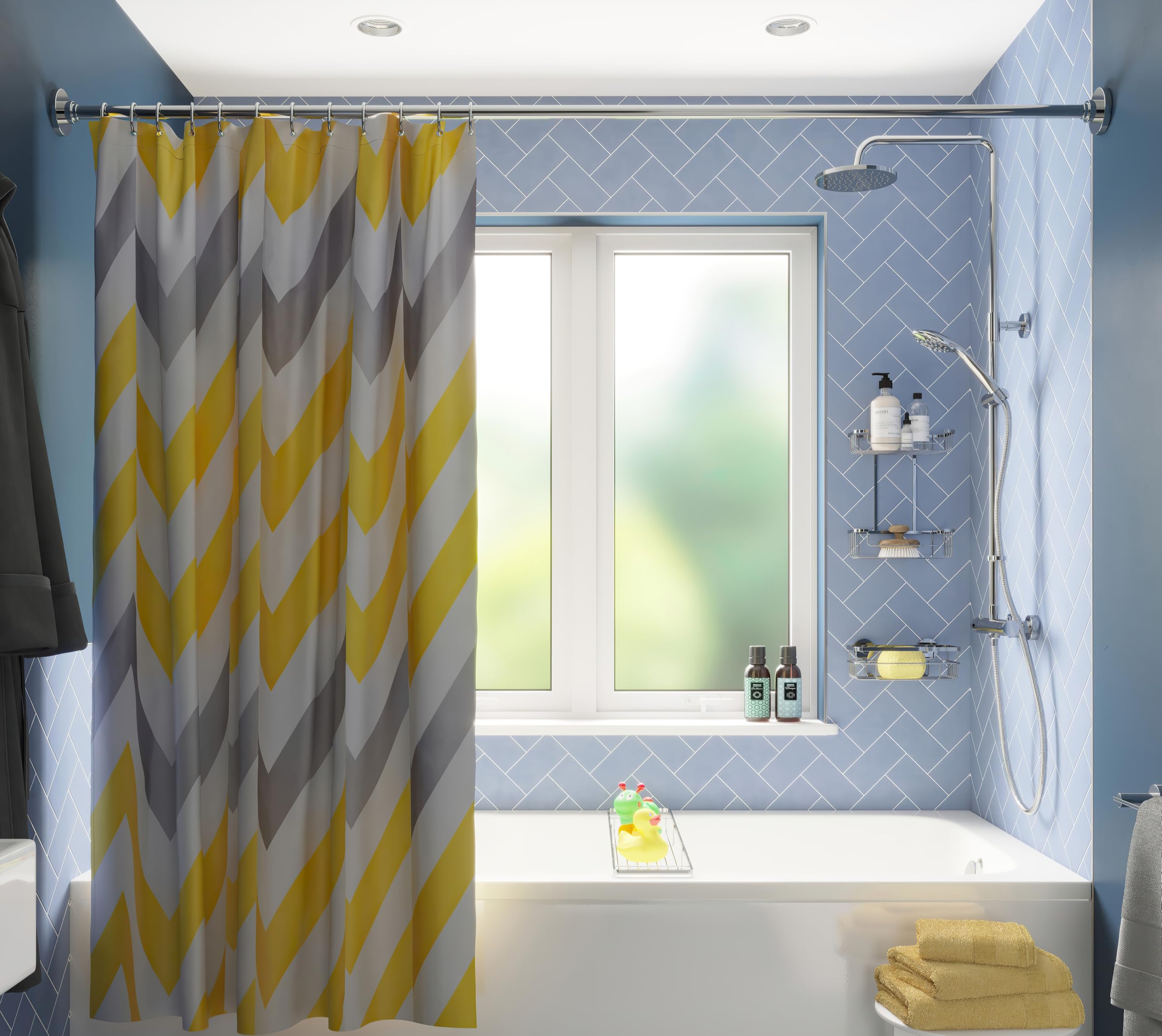 Croydex Chevron Textile Shower Curtain