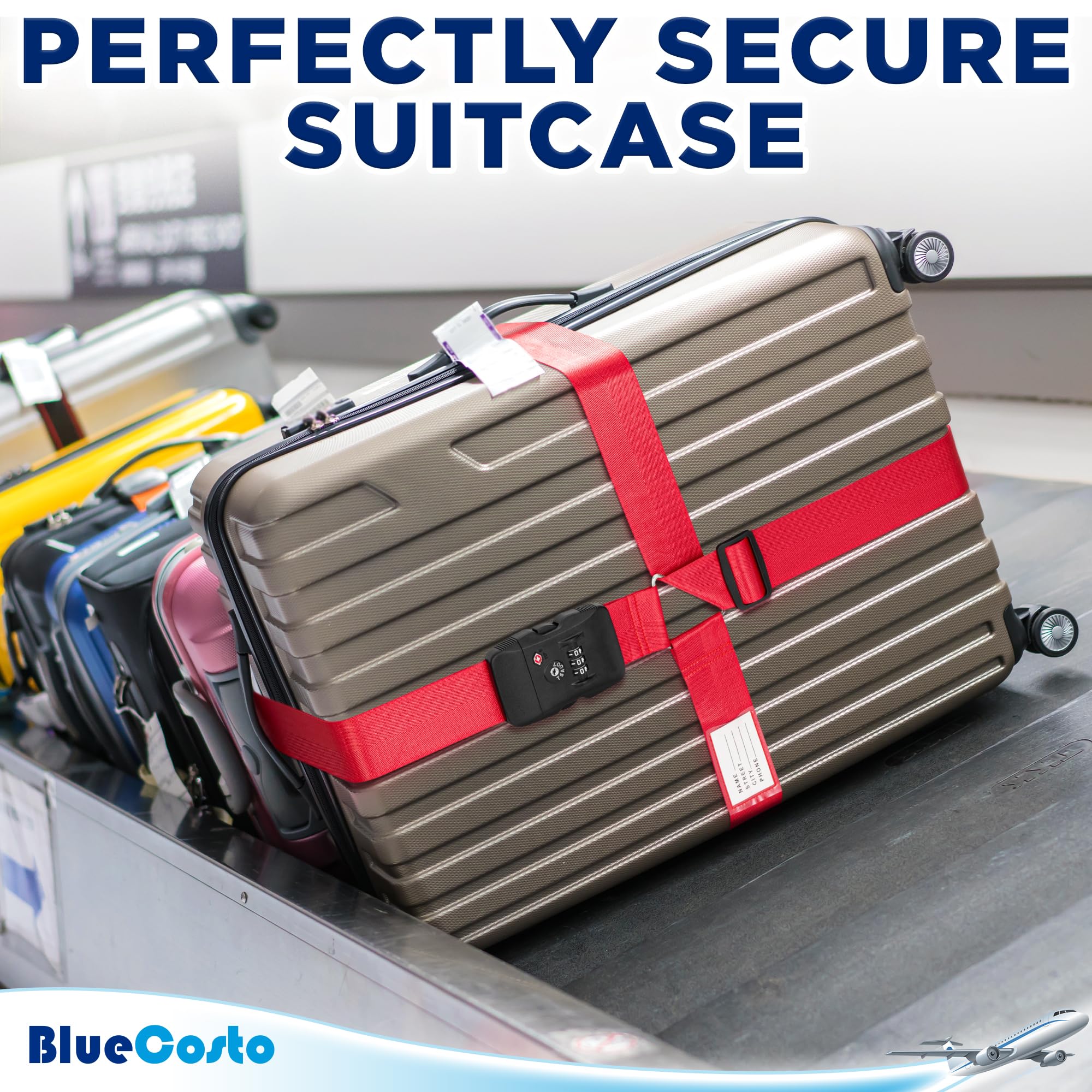 Amazon.com | BlueCosto - Luggage Strap with TSA Lock - 7 to 13 ft