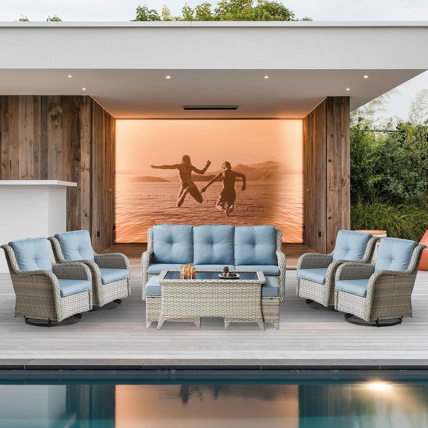 Belord Wicker Patio Furniture Sets 8 Piece Outdoor Rattan Furniture Conversation