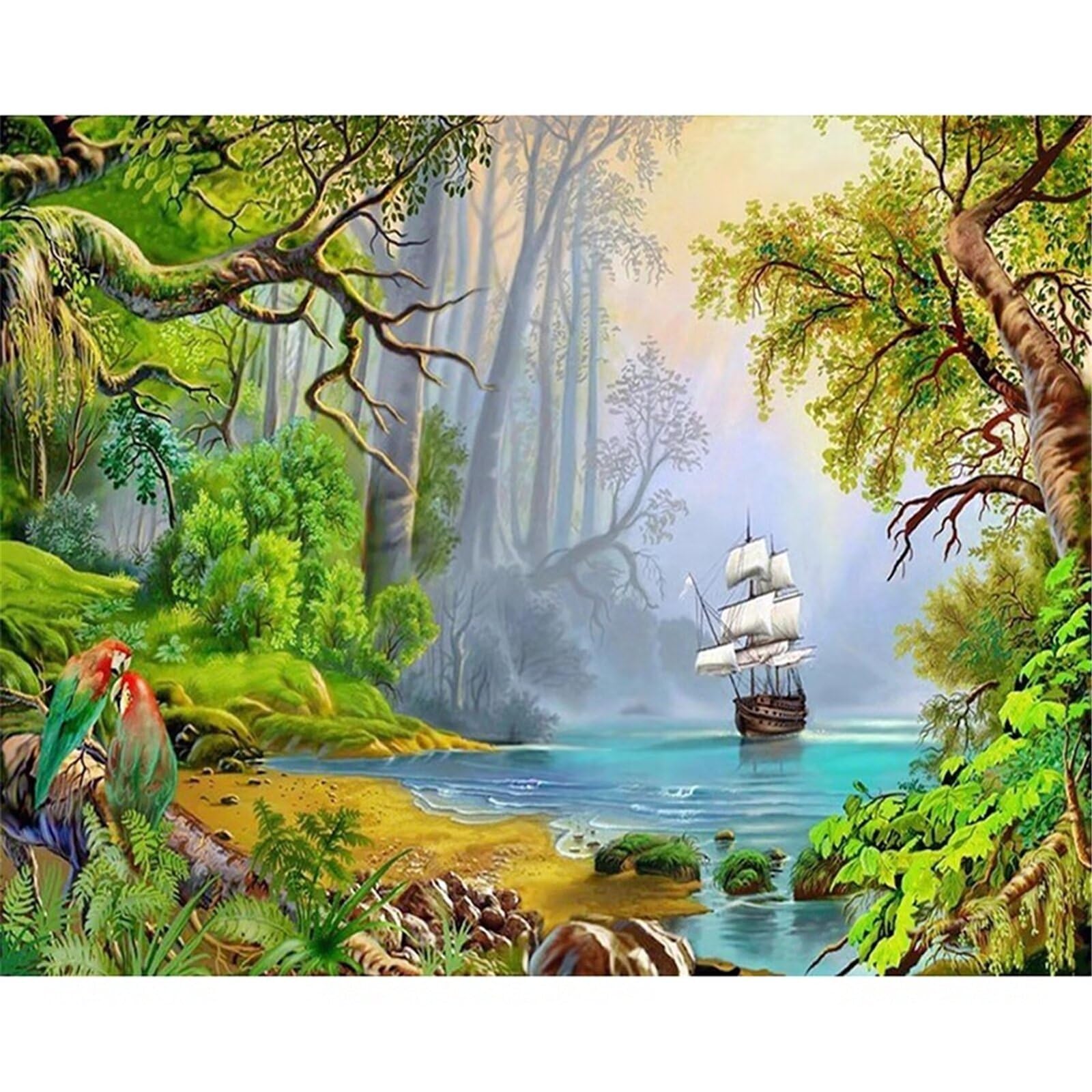 Tropical Jungle Animals Diamond Painting Kits,DIY 5D Diamond Art Painting Kit Full Square Drill,25x45cm Gem Art Embroidery Cross Stitch Painting by Numbers Adults Kids Living Room Bedroom Wall Decor