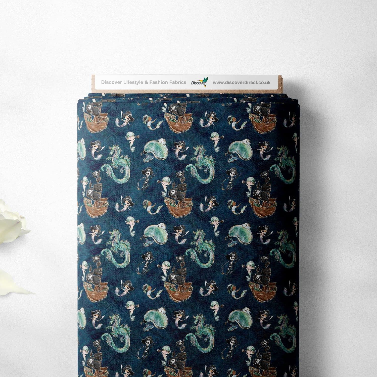 Discover Lifestyle & Fashion Fabrics Pirate 100% Cotton Merboys Dragon S Nautical Children Kids Craft Fabric Material | 55'' - 140 Cm Wide (Per Half Metre, )