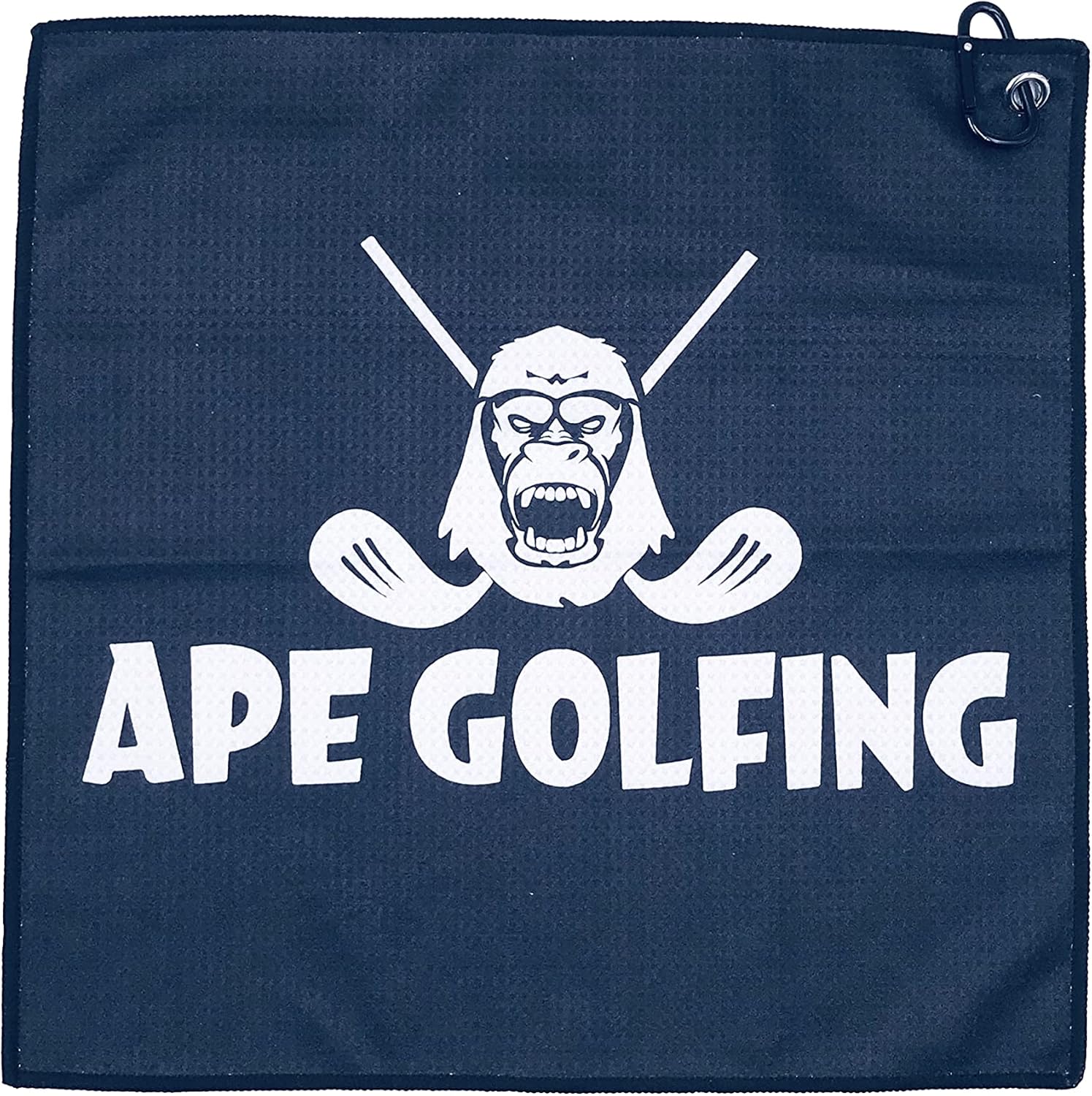 review Golf Towels for Golf Bag | Ape Golfing Golf Towels with Aluminium Alloy Carabiner in All Black Finishing | Microfiber with Waffle Pattern (Black, 1)