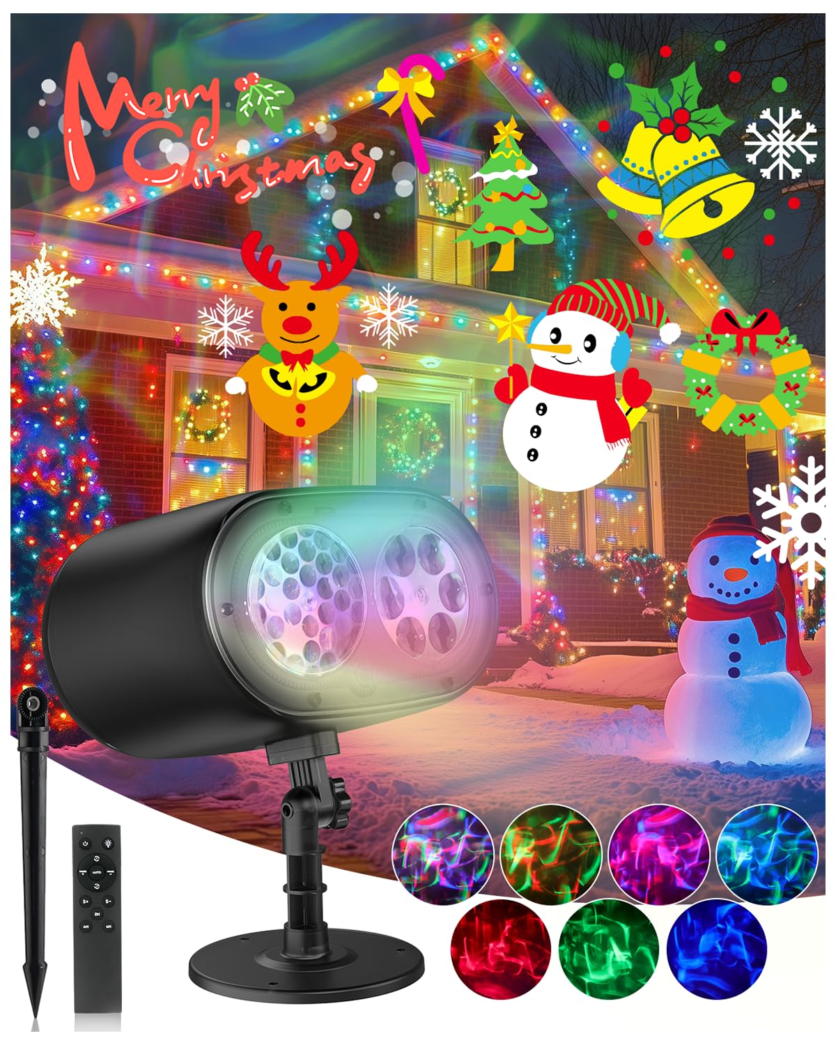 CAVWVTYU Projektor Verbesserte hellere HD-Halloween-Weihnachtsprojektorlichter, IP67 wasserdichtes Außenprojektorlicht mit Aurora, festliche Atmosphärenprojektionslichter für Haushof-Partydekorationen